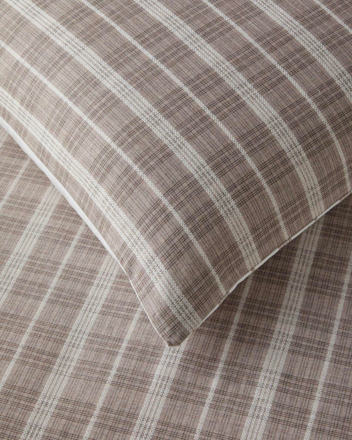 Glen Plaid İpliği Boyalı Tek Kişilik Nevresim Takımı 160x220 cm Koyu Bej