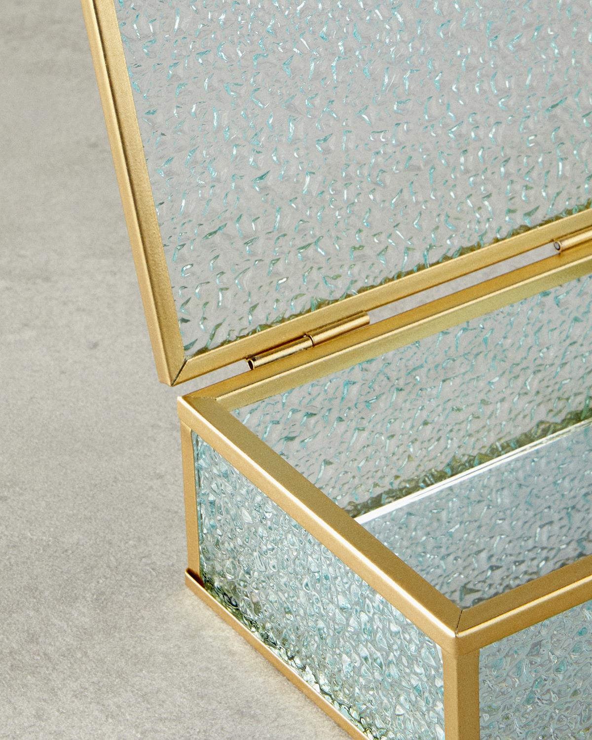 Glossy Cam Dekoratif Kutu Gold
