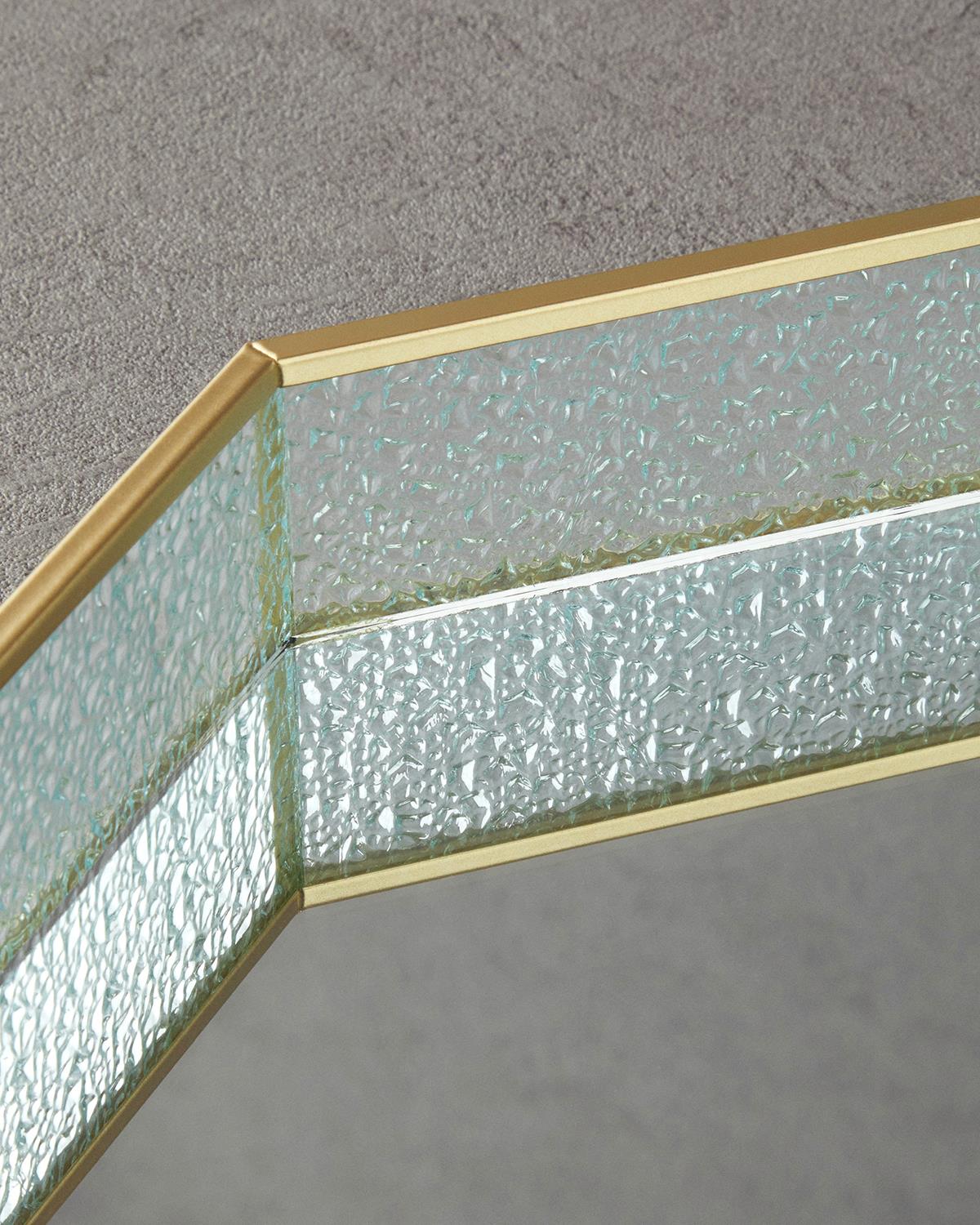 Glossy Cam Dekoratif Tepsi Gold