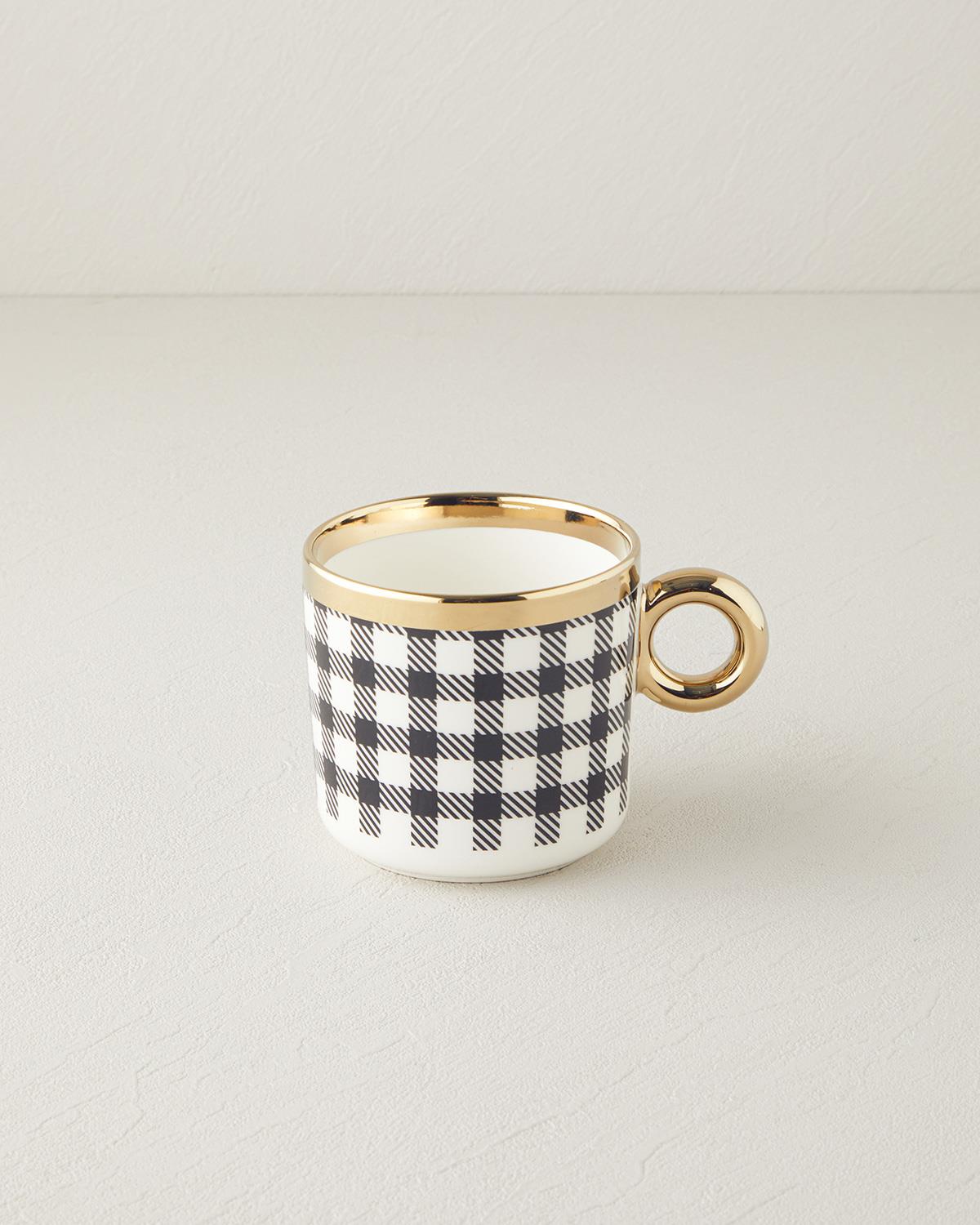 Gold Grid New Bone China Kupa 380 ml Gold