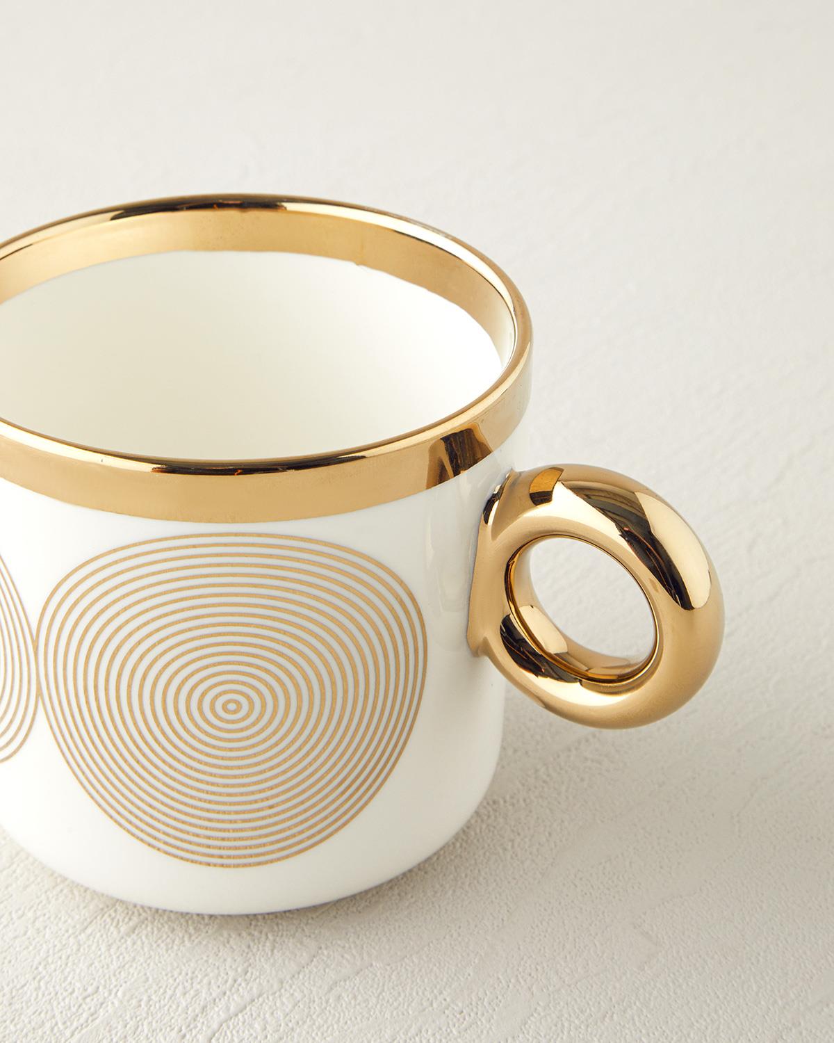 Gold Swirl New Bone China Kupa 380 ml Gold