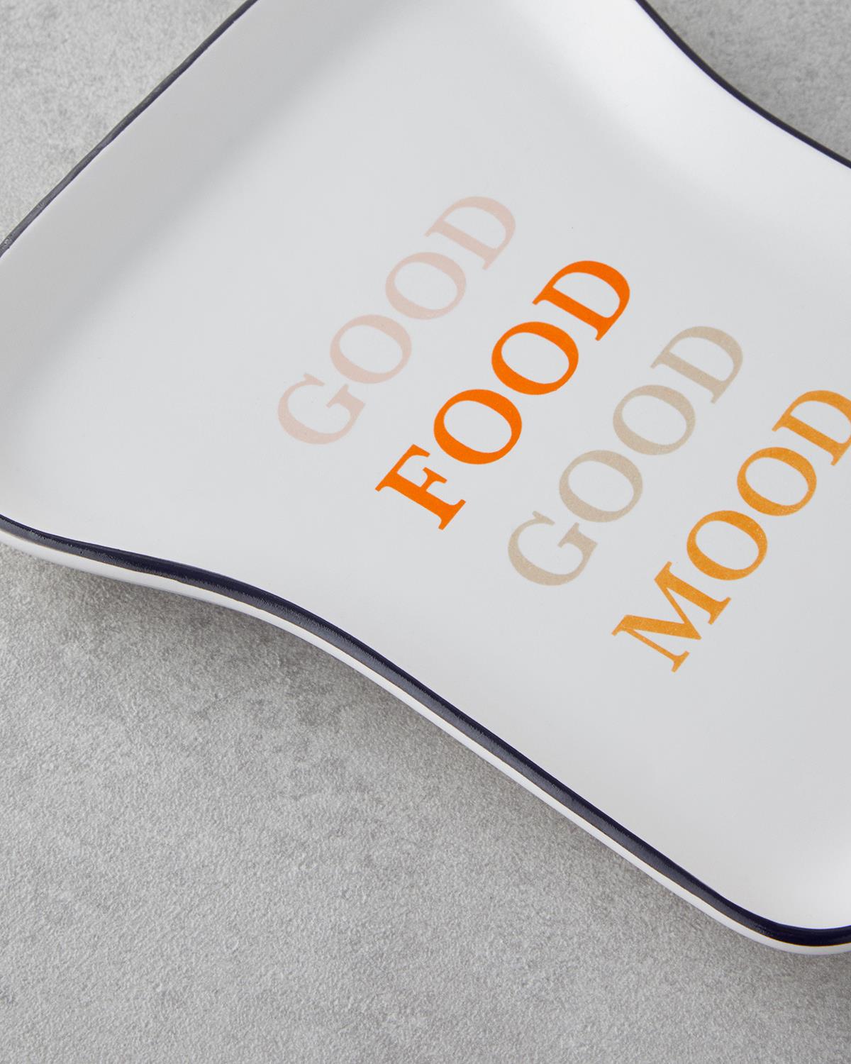 Good Mood Seramik Pasta Tabağı 13x19 cm Turuncu-Siyah