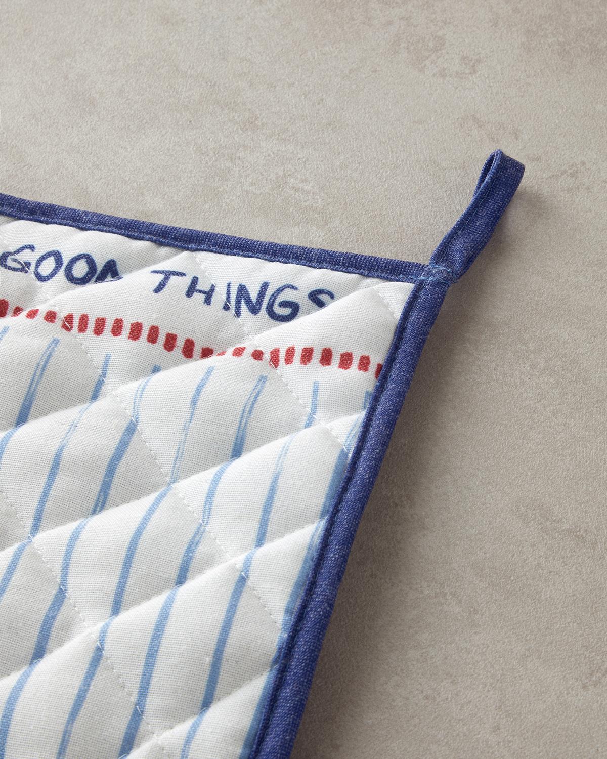Good Things Pamuk Mutfak Seti 20x20 - 19x30 cm Beyaz - Mavi