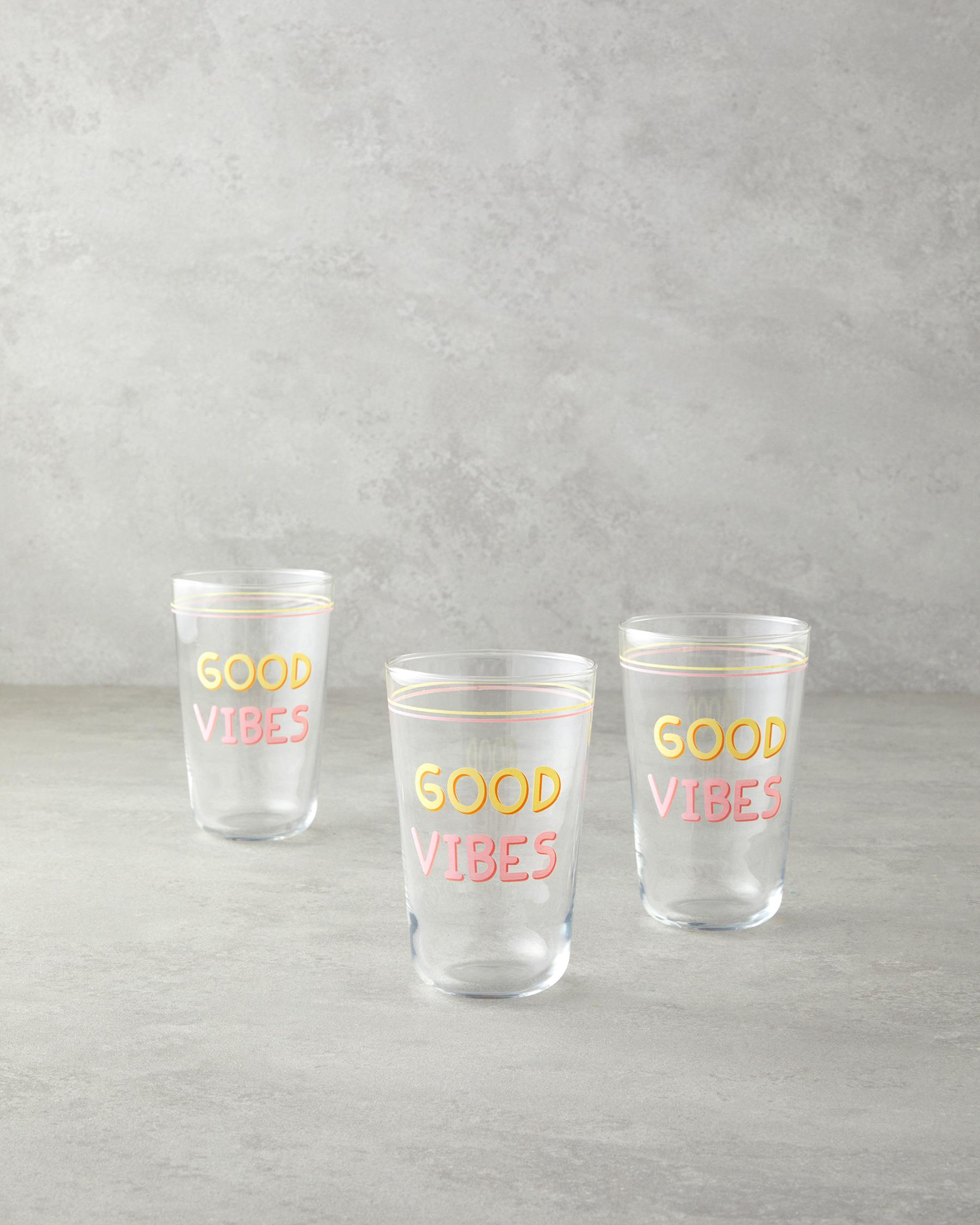 Good Vibes Cam 3'lü Bardak 400 ml Pembe