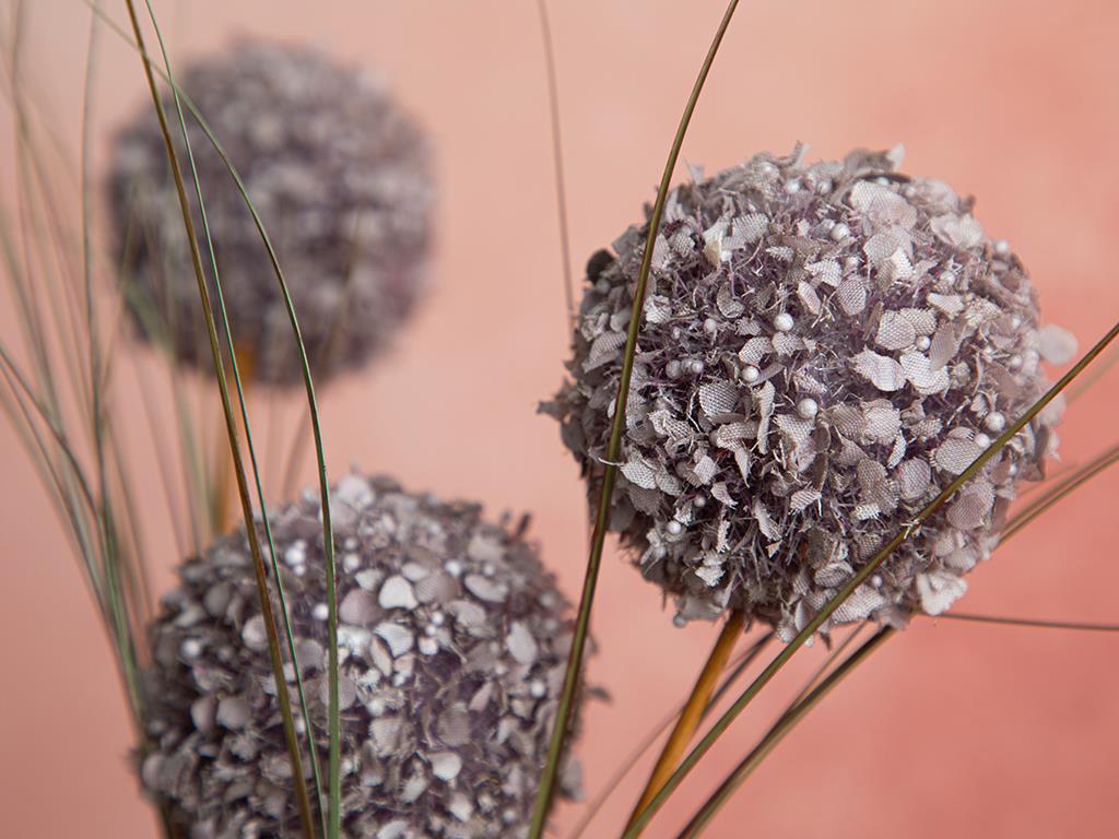 Grass Bush Tek Dal Yapay Çiçek Açık Mürdüm