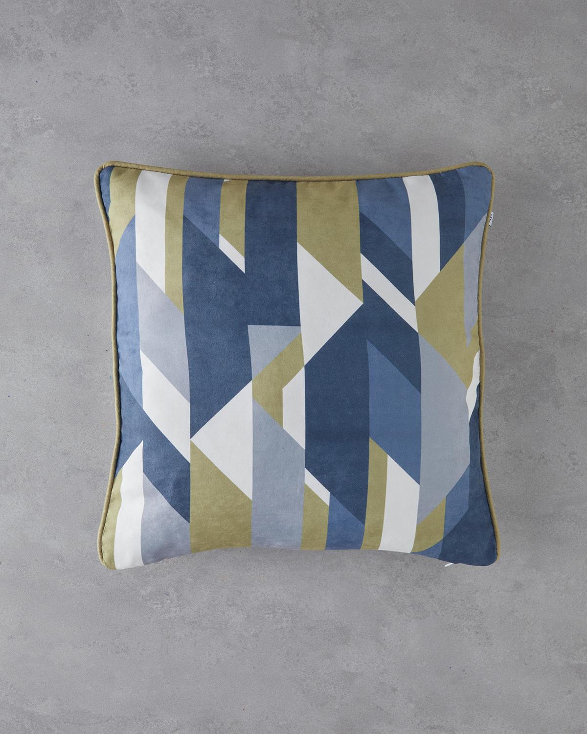 Grid Çift Taraflı Kırlent Kılıfı 45x45 cm Lacivert – Yeşil