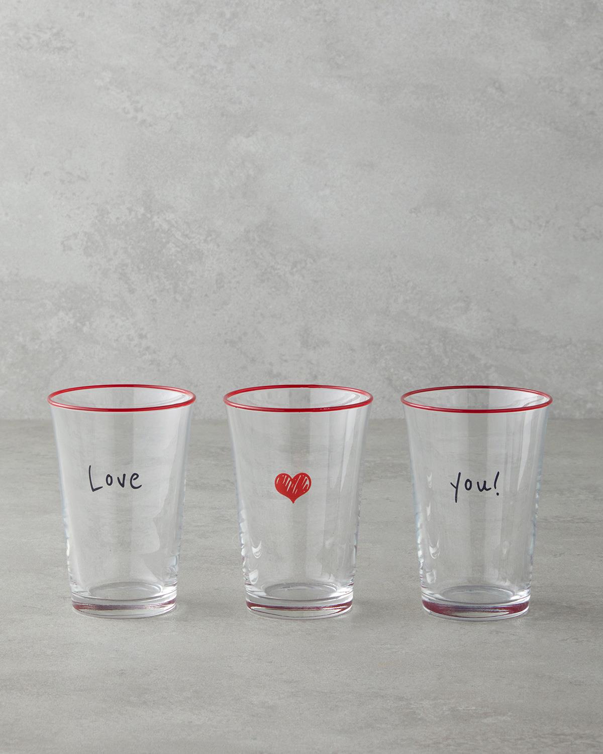 Heart Cam 3'lü Bardak 290 ml Kırmızı