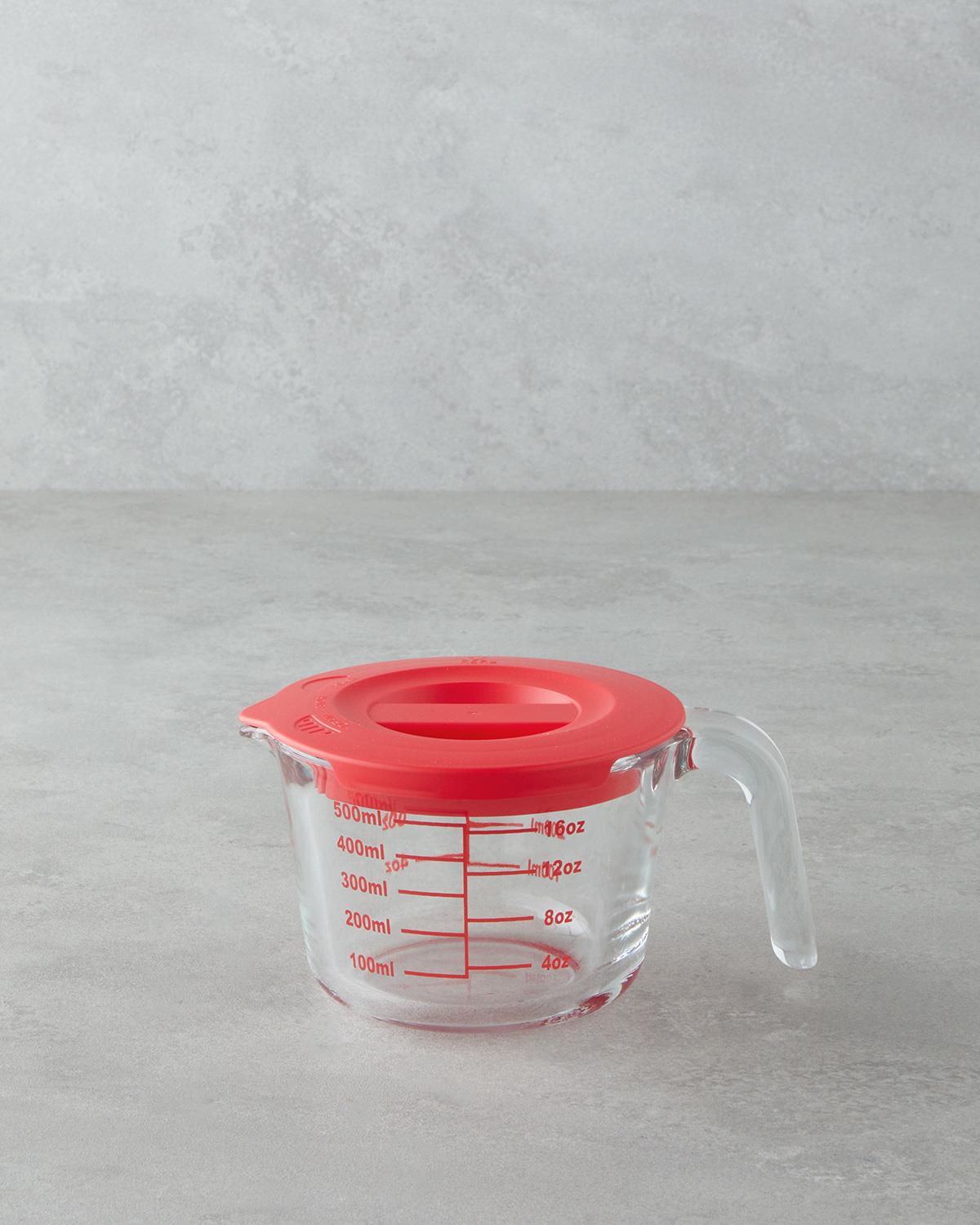 Hecha Cam Narenciye Sıkacaklı Ölçü Kabı Mutfak Gereci 500 ml Kırmızı