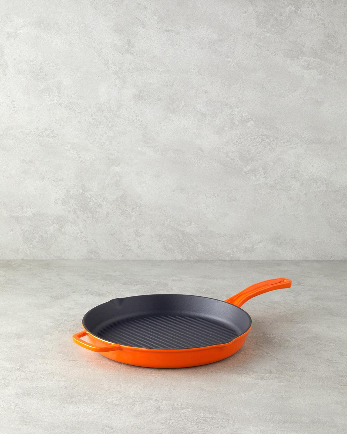 Hecha Demir Döküm Kare Izgara Tava 28 cm Turuncu