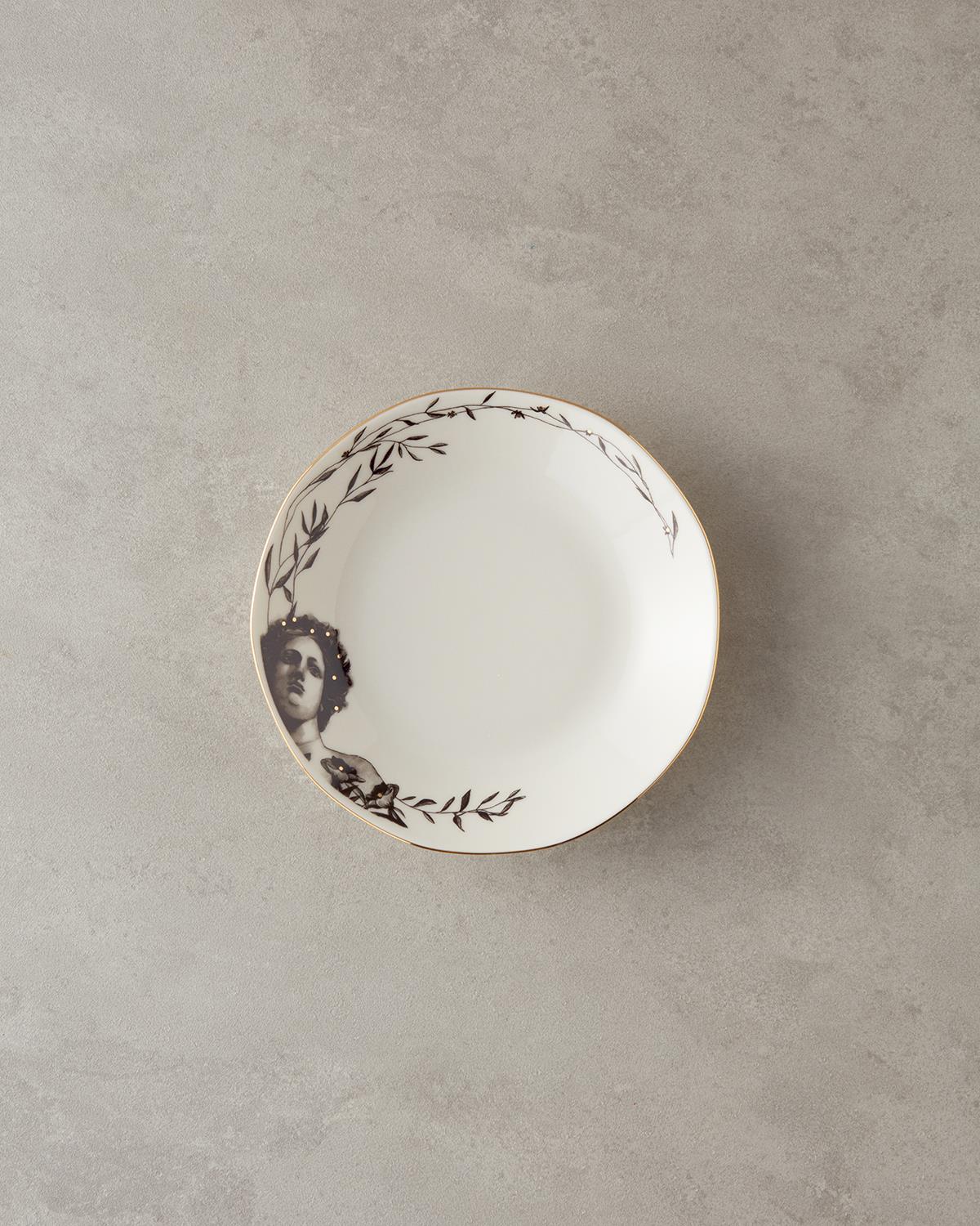 Hera Porselen Çukur Tabak 21 cm Gold