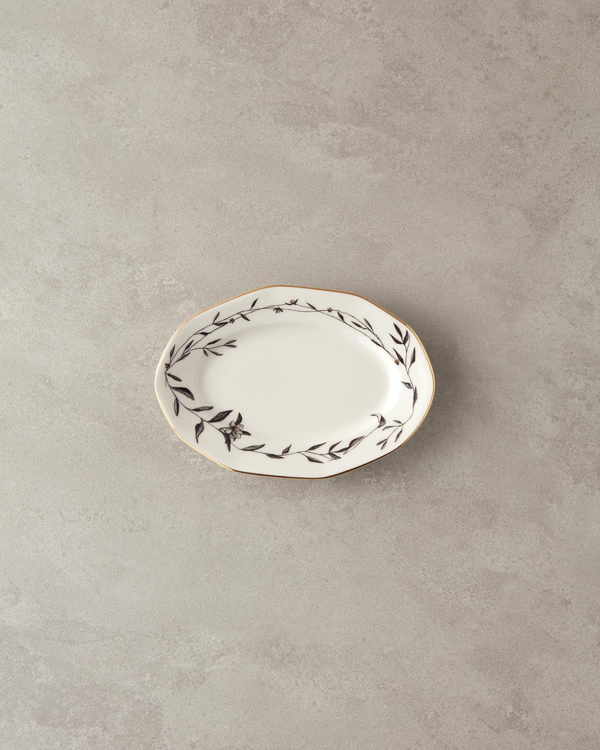 Hera Porselen Kayık Tabak 20 cm Gold