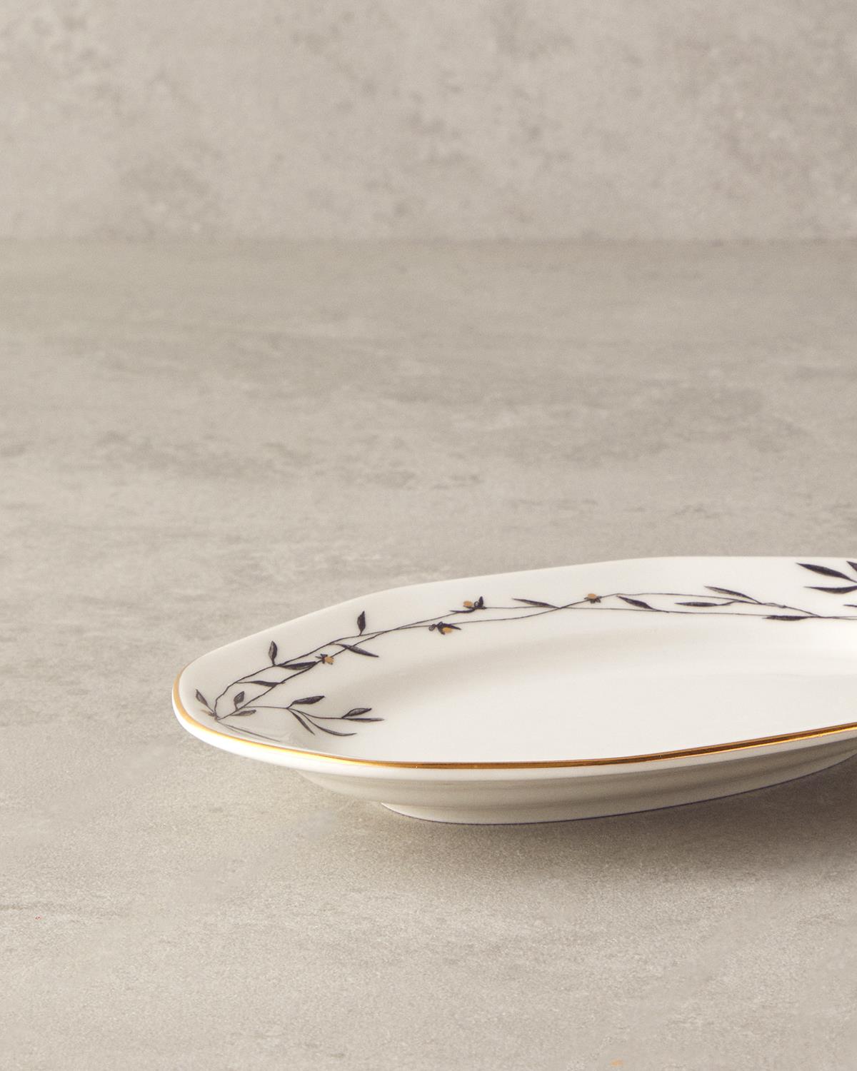 Hera Porselen Kayık Tabak 20 cm Gold