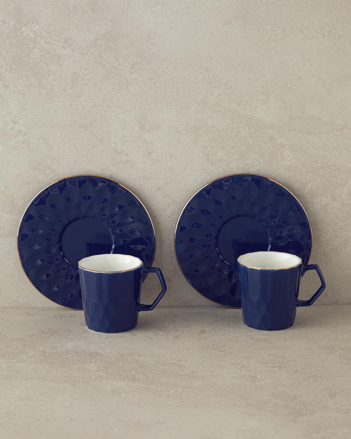 Hestia New Bone China 4 Parça 2 Kişilik Kahve Fincan Takımı Lacivert