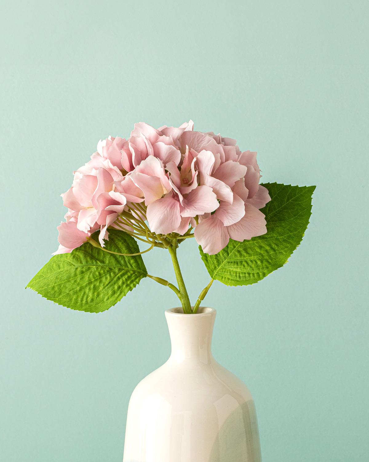 Hortensia Tek Dal Yapay Çiçek Pembe
