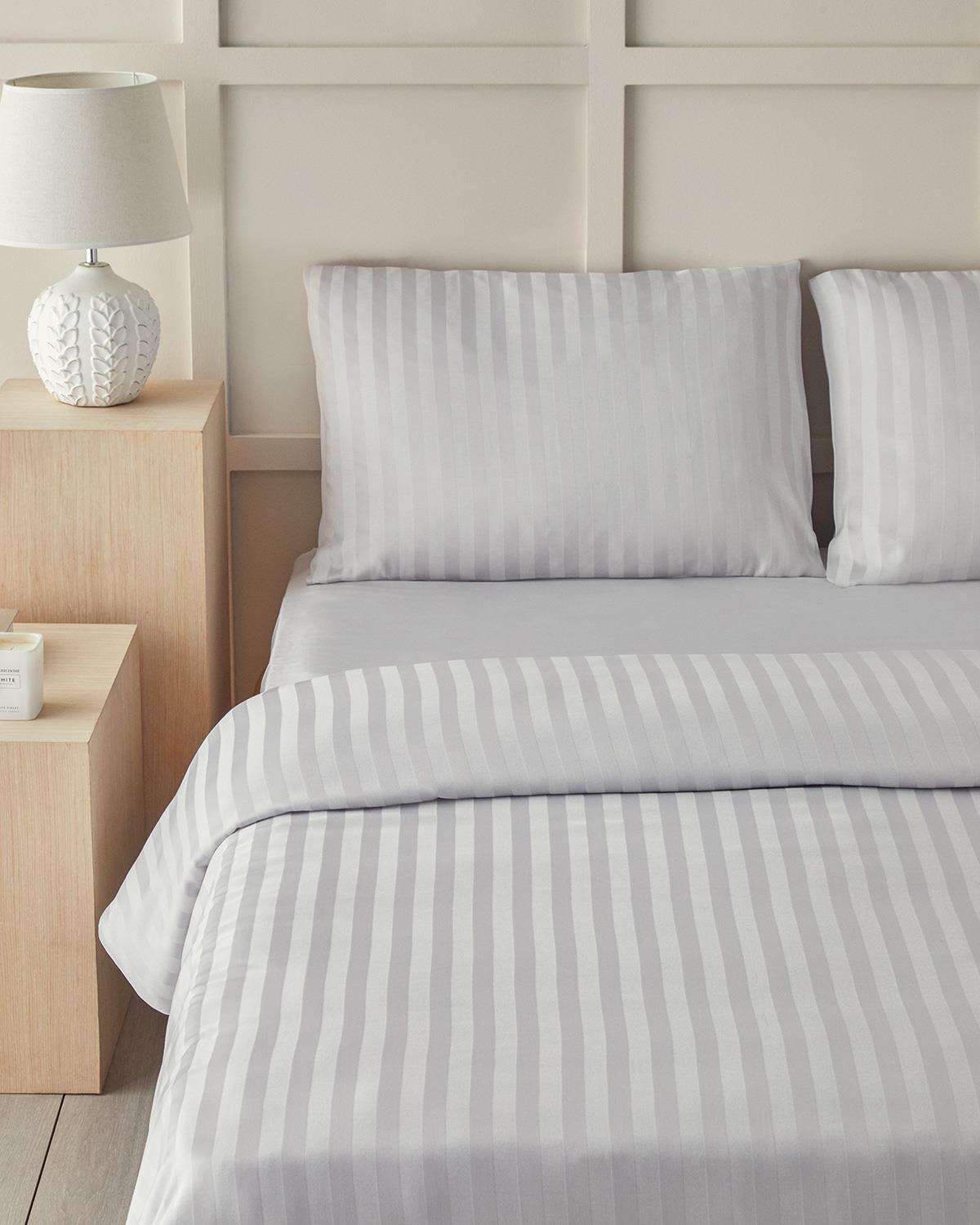 Imperial Premium Viskon Saten Çift Kişilik Nevresim Takımı Gümüş