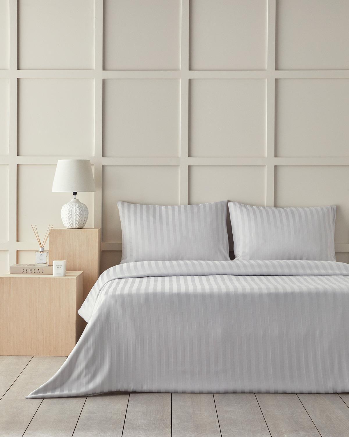 Imperial Premium Viskon Saten King Size Nevresim Takımı Gümüş