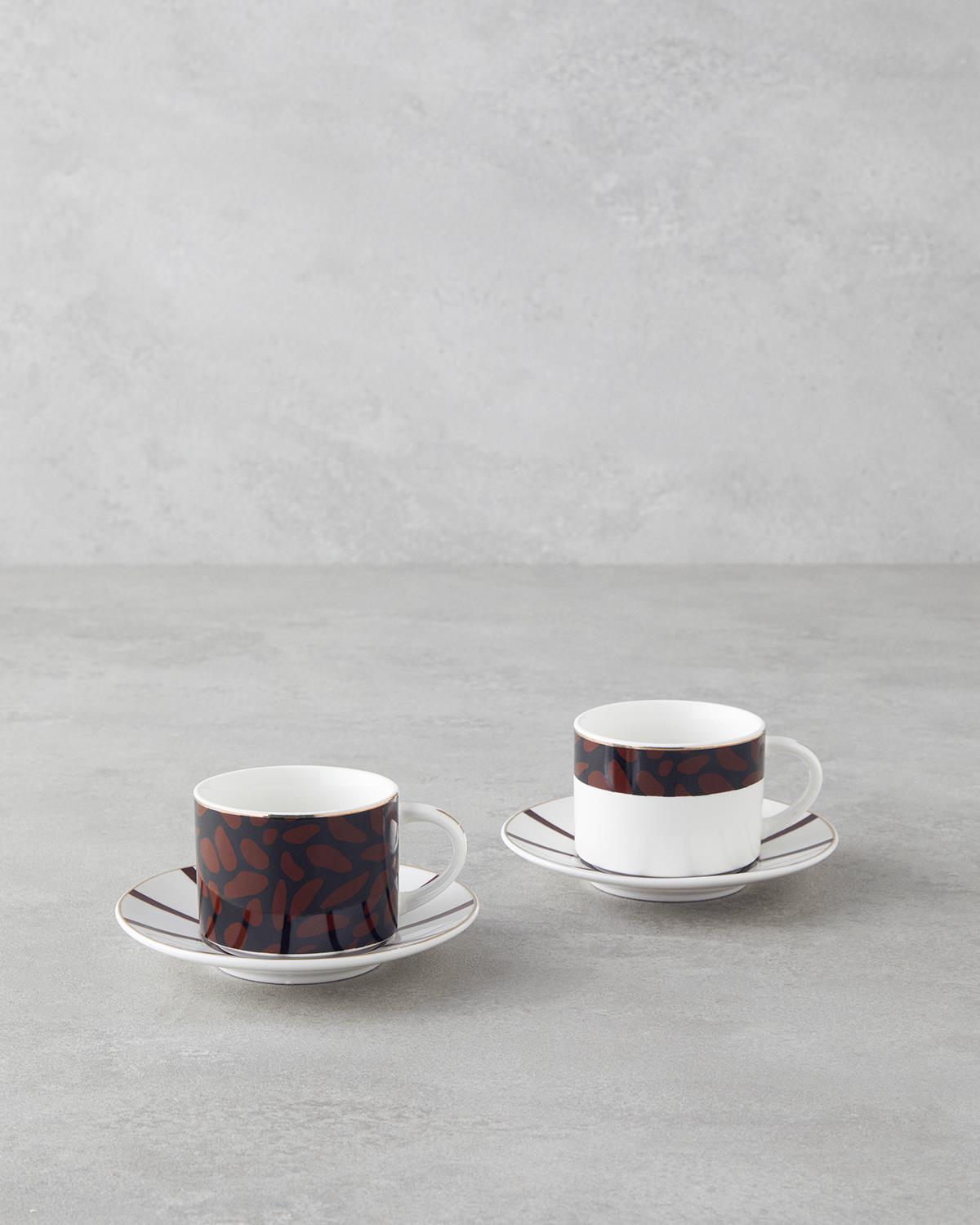 Isolde New Bone China 4 Parça 2 Kişilik Kahve Fincan Takımı 100 ml Kahverengi