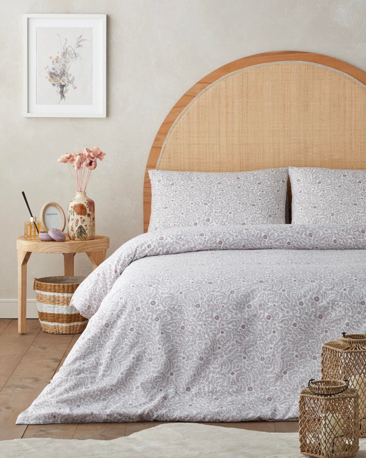 Ivy Blush Kolay Ütülenir Çift Kişilik Nevresim Takımı 200x220 cm Mor