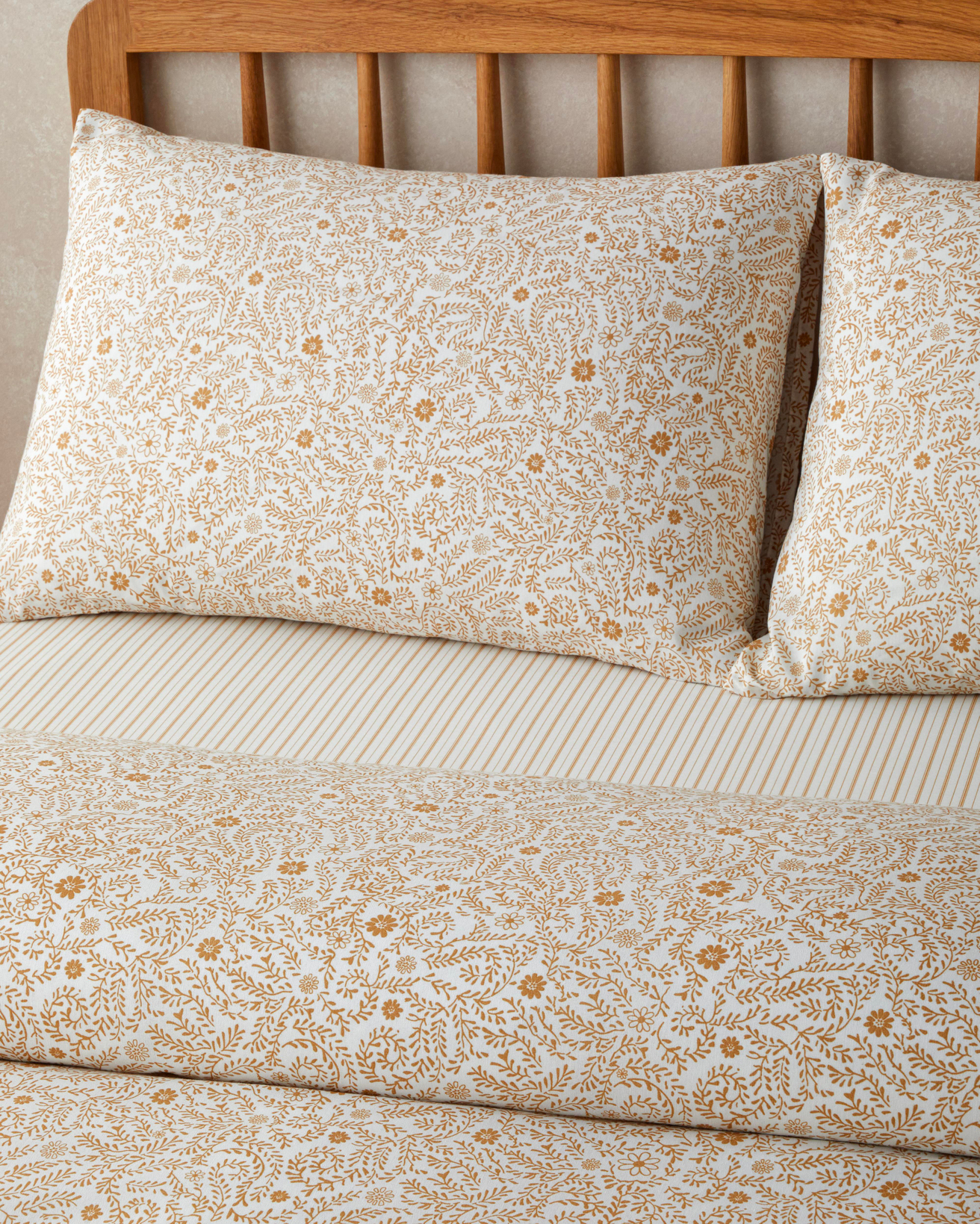 Ivy Blush Kolay Ütülenir Tek Kişilik Nevresim Takımı 160x220 cm Hardal