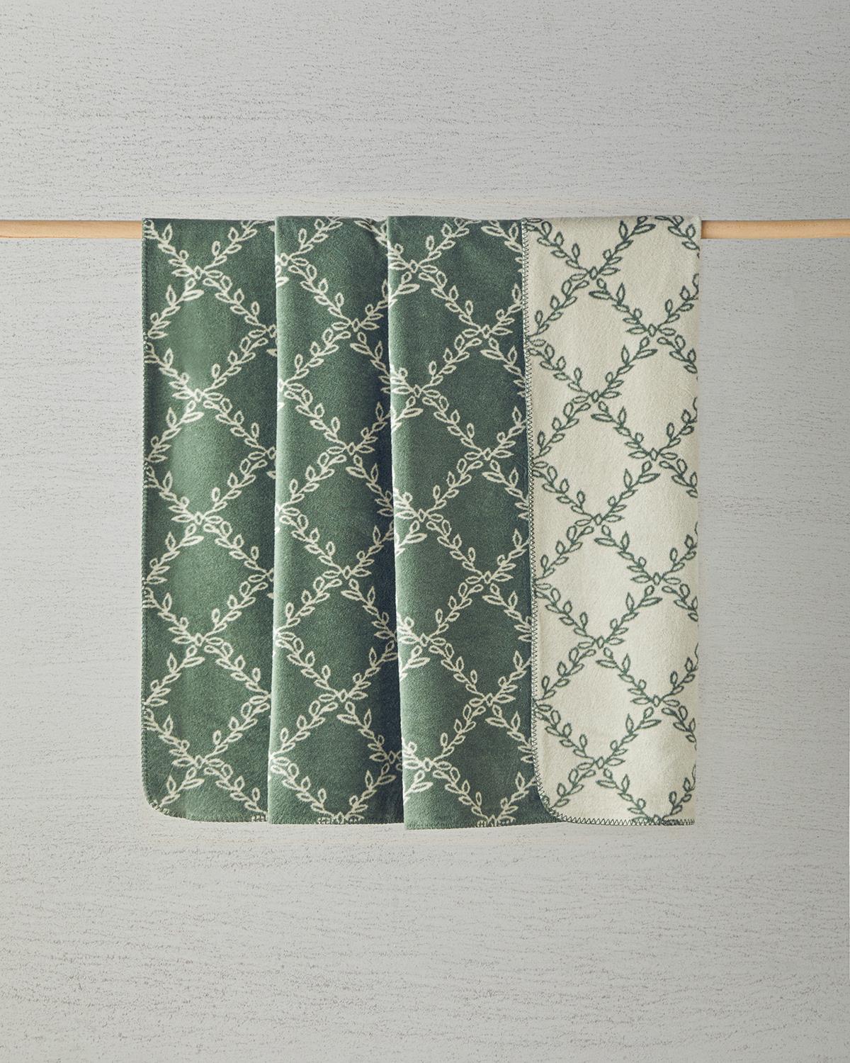 Ivy trellis Pamuklu Tek Kişilik Battaniye 150x200 cm Yeşil
