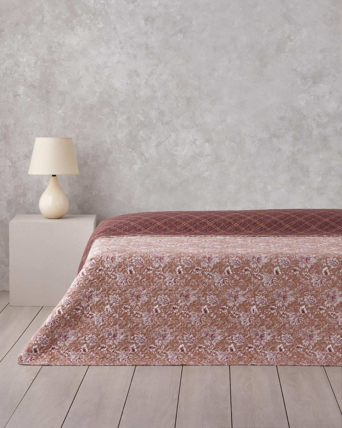 Jacobean Plaid Tek Kişilik Çok Amaçlı Örtü 160x220 cm Bordo