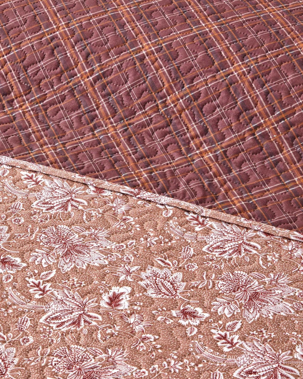 Jacobean Plaid Tek Kişilik Çok Amaçlı Örtü 160x220 cm Bordo