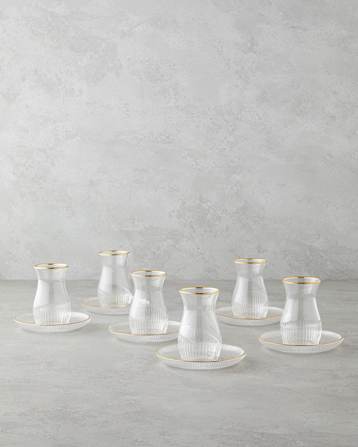 Janice Cam 12 Parça 6 Kişilik Çay Seti 135 ml Gold