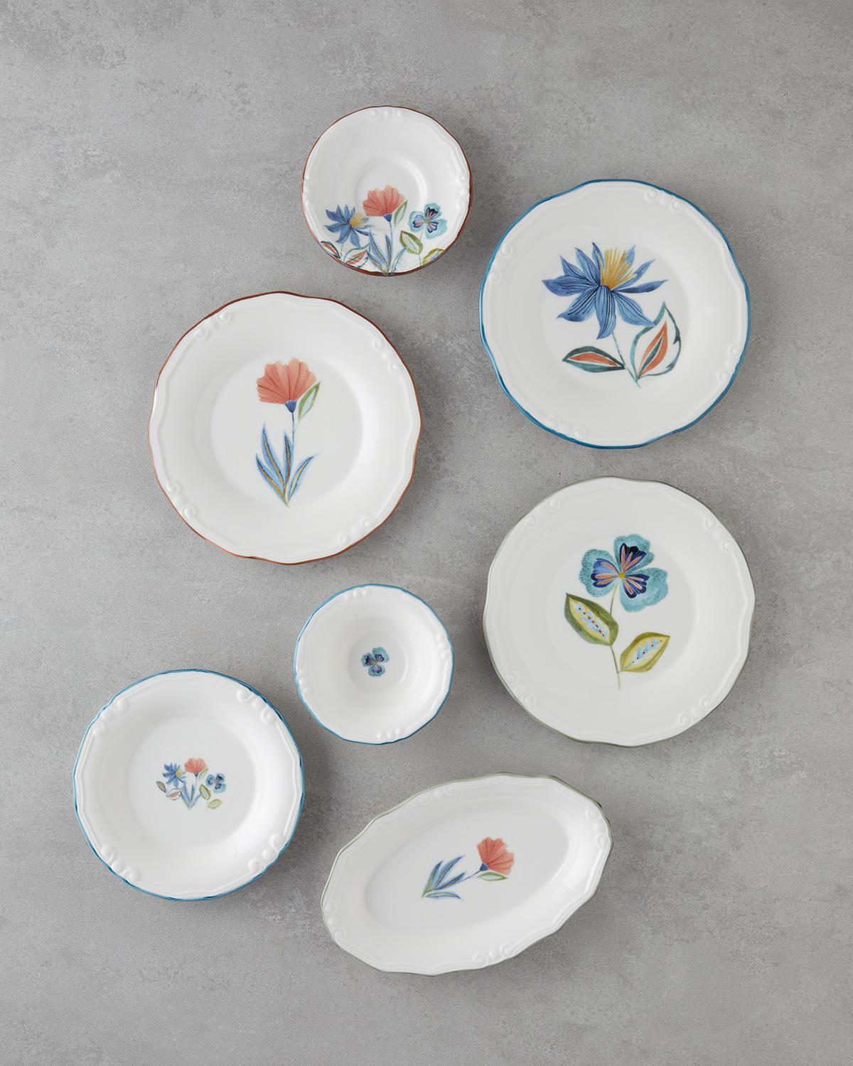 Jessica Porselen 20 Parça 6 Kişilik Kahvaltı Takımı Renkli