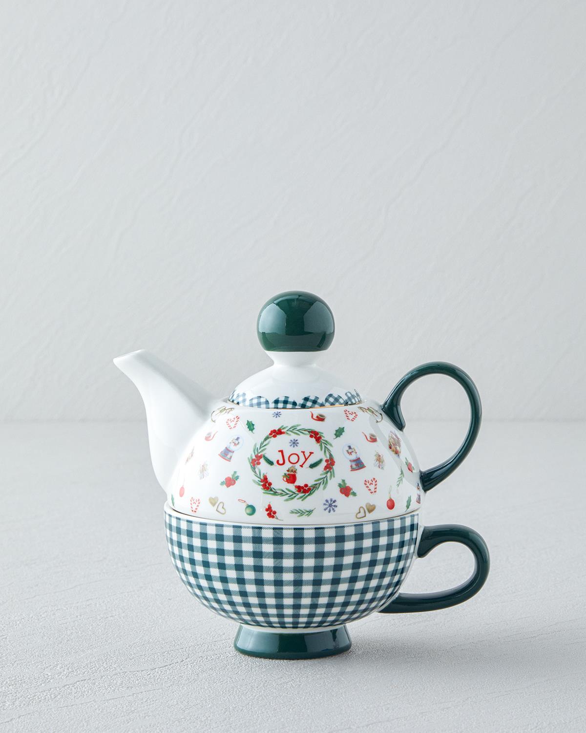 Joy New Bone China Demlik Seti 400 ml Yeşil