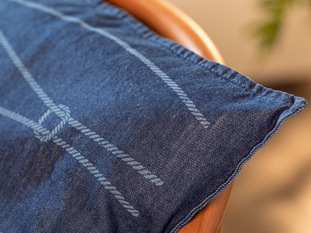Knotted Denim Kırlent Kılıfı İndigo