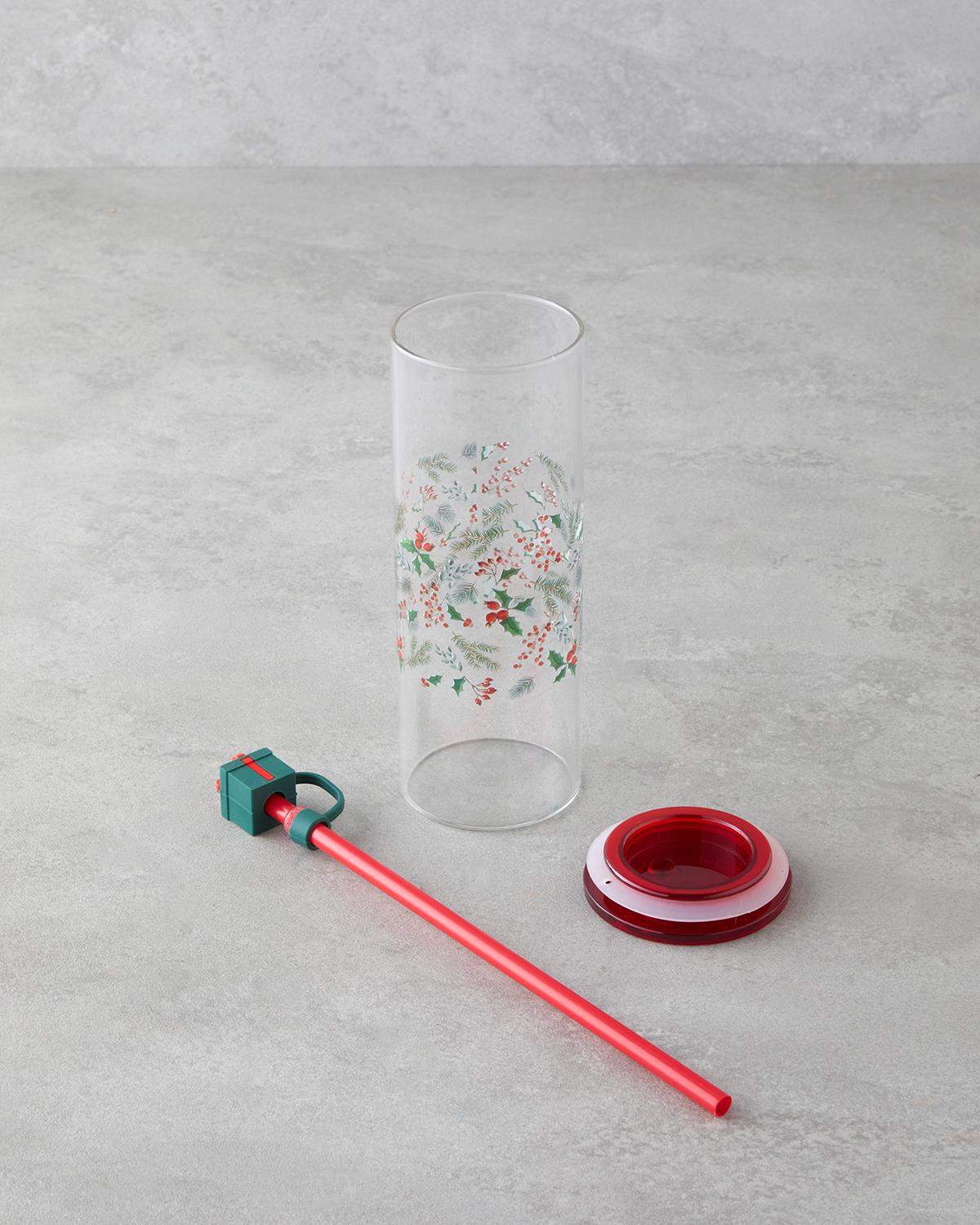 Kokina Borosilikat Pipetli Bardak 460 ml Kırmızı