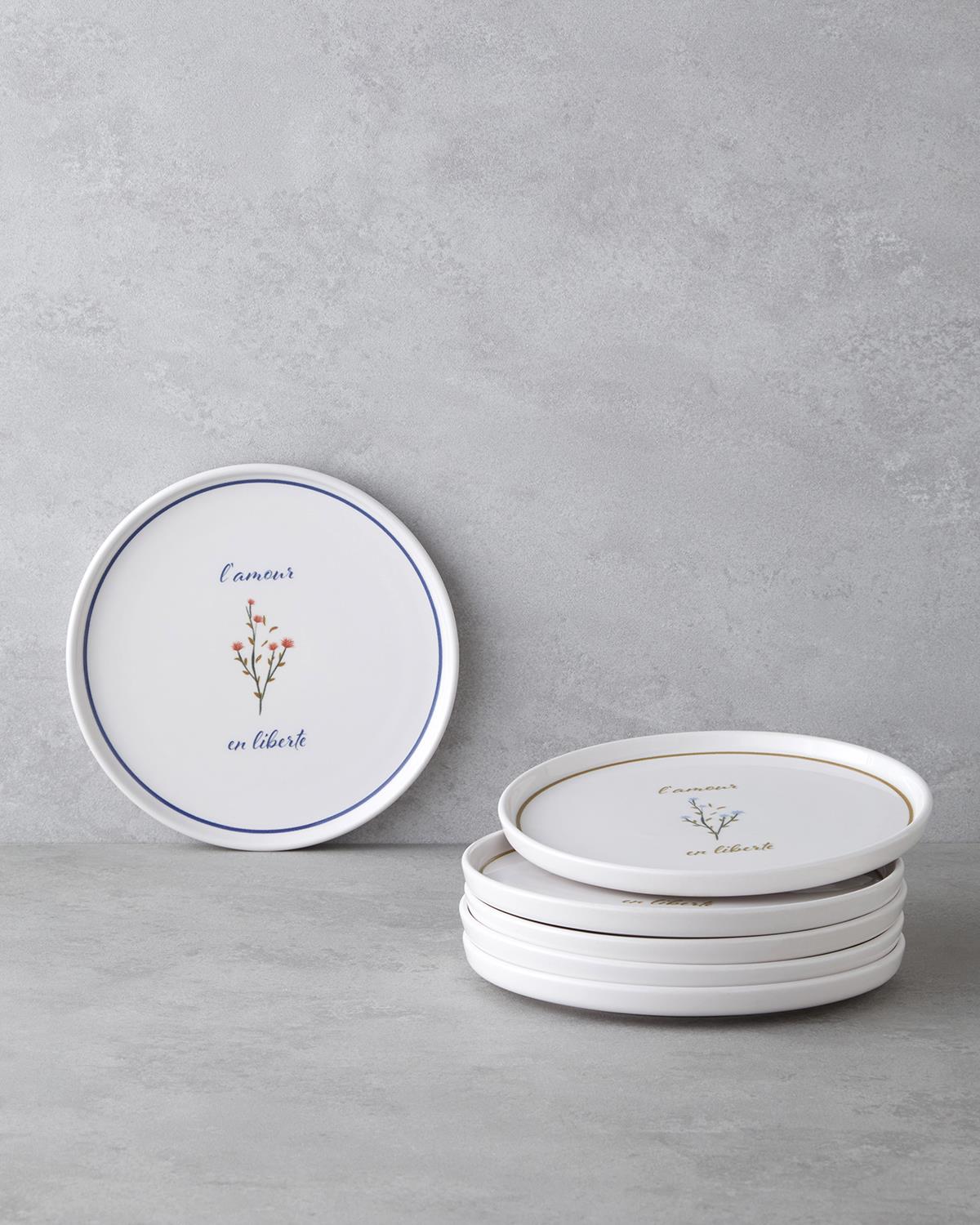 Lamour Seramik 6'lı Pasta Tabağı 20 cm Renkli