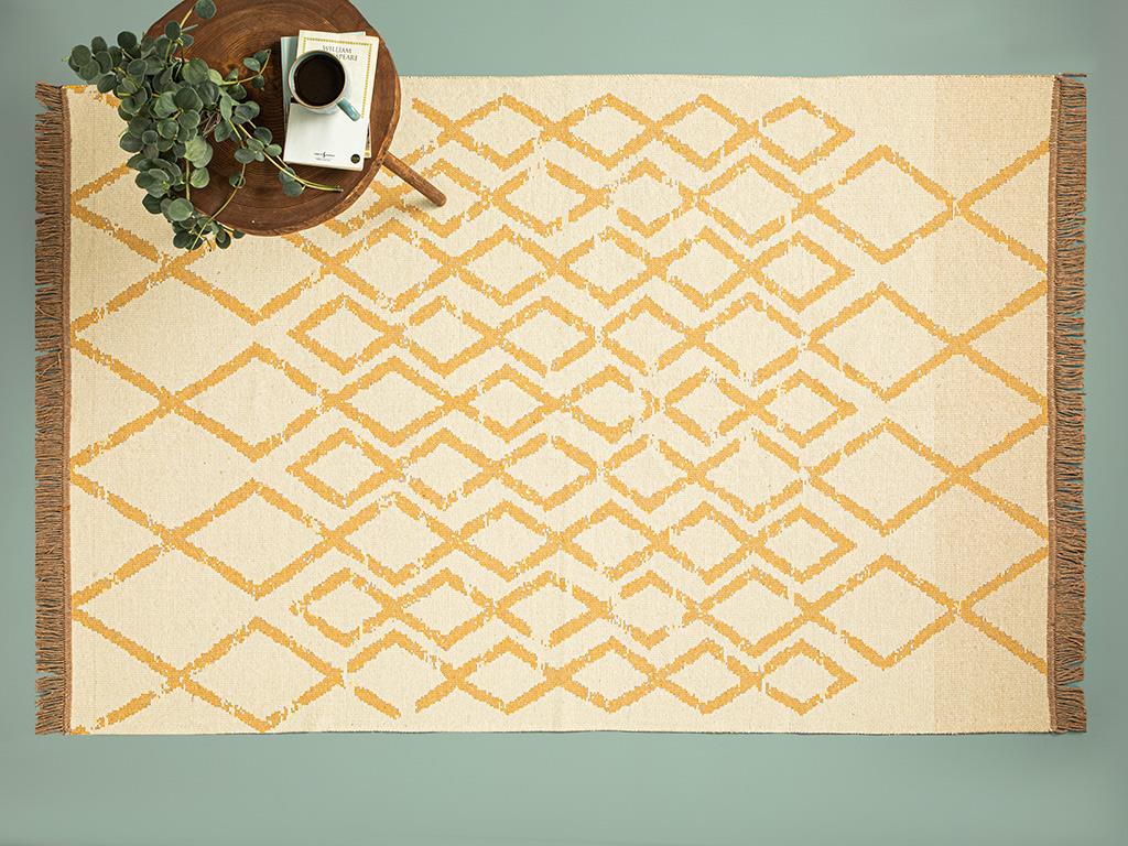 Lara Viva Dokuma Kilim Hardal-Krem