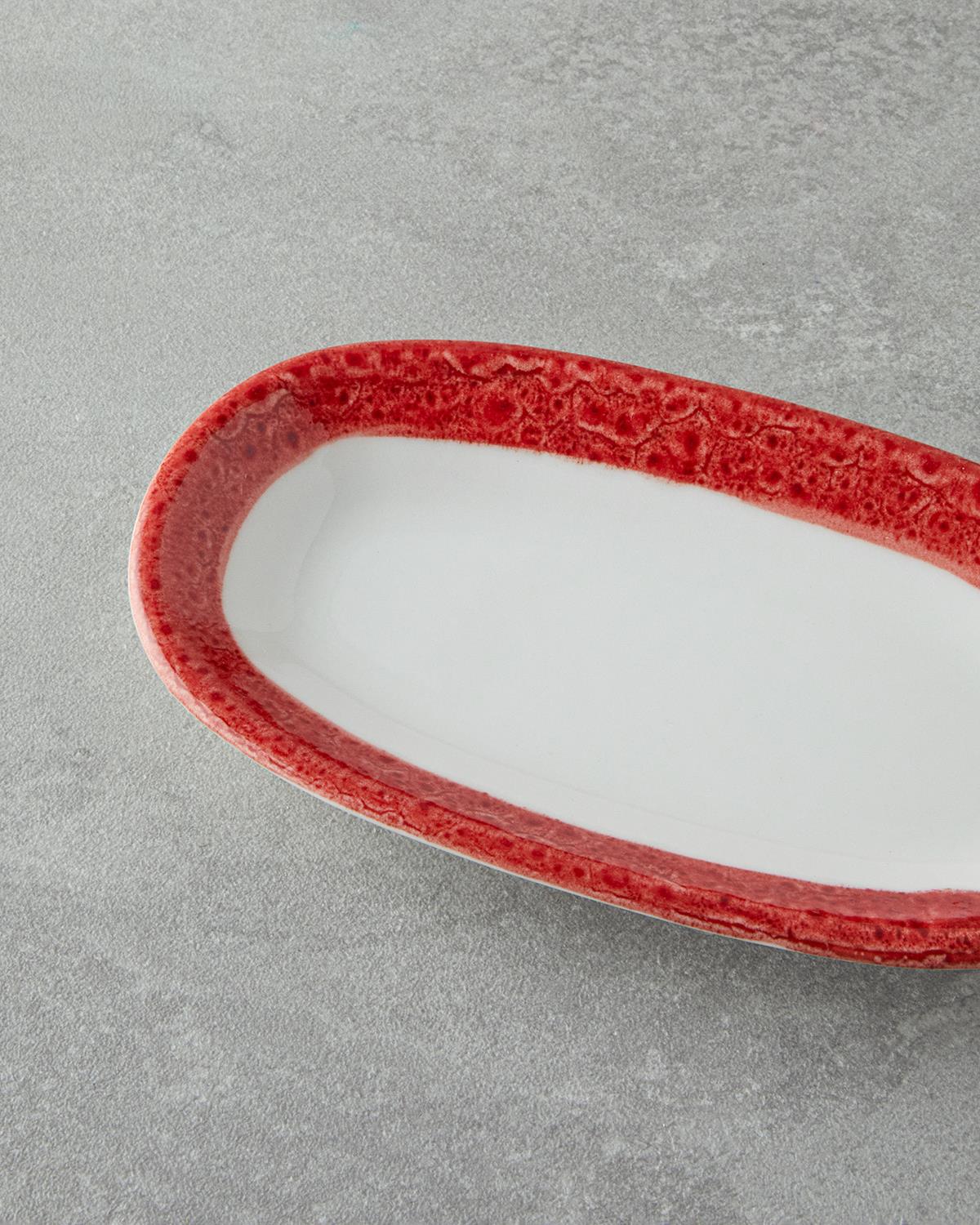 Larry Porselen Kayık Tabak 19 cm Kırmızı