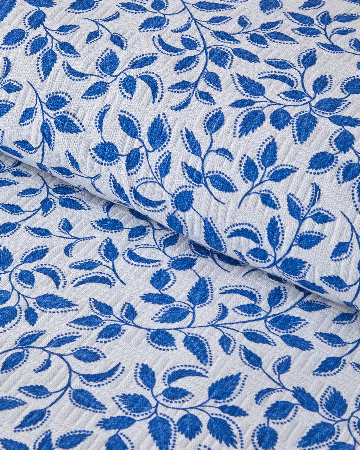 Leaf Harmony Baskılı Pamuklu Tek Kişilik Pike 150x220 cm Lacivert