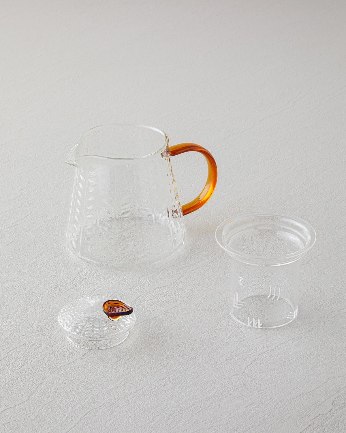 Leafy Cam Demlik 500 ml Amber