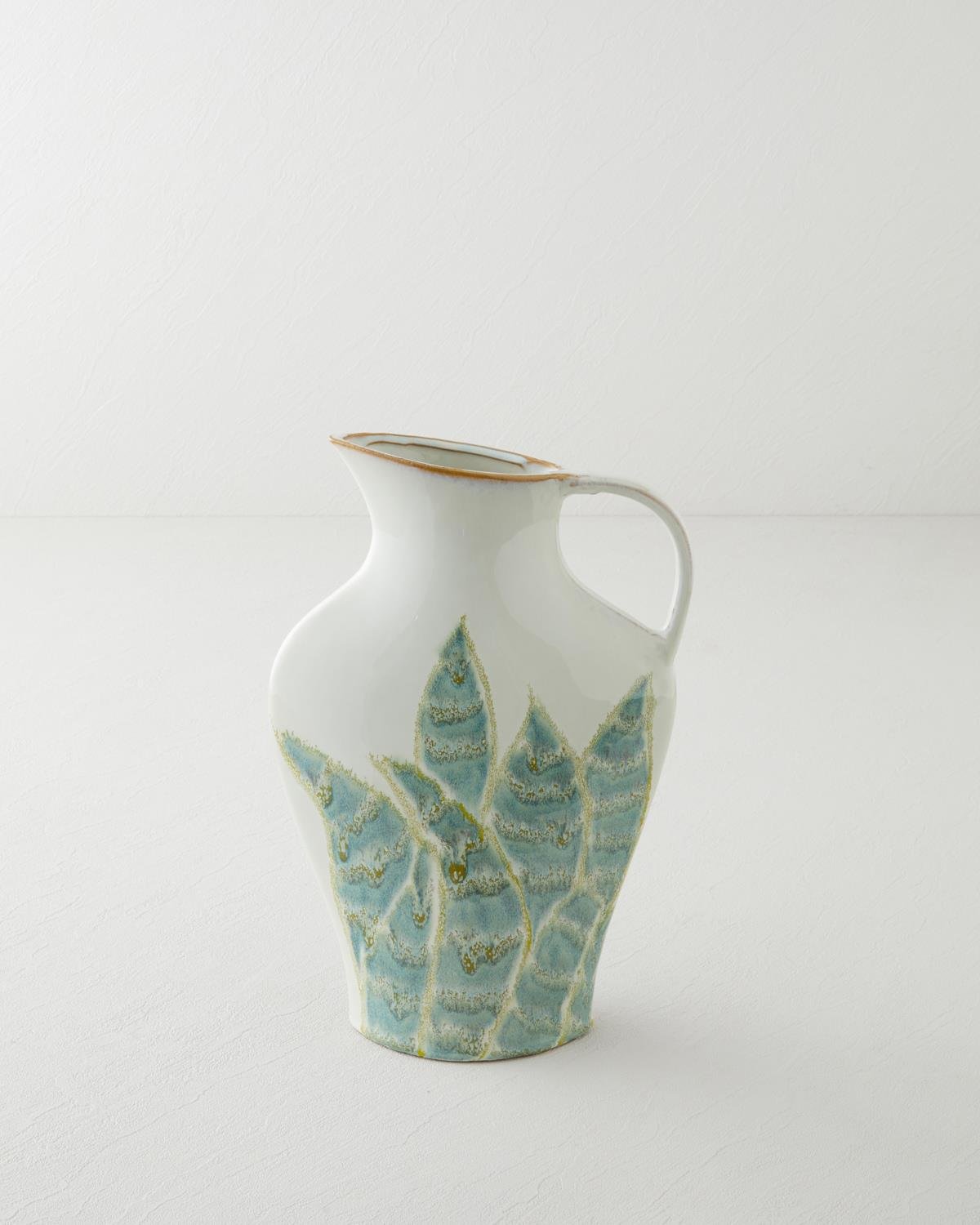 Leafy Stoneware Vazo 34 cm GRİ-YEŞİL