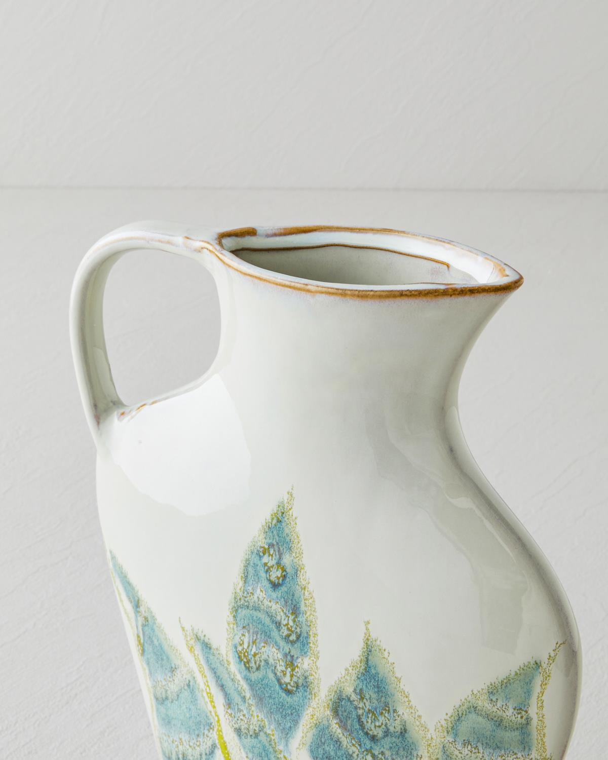 Leafy Stoneware Vazo 34 cm GRİ-YEŞİL