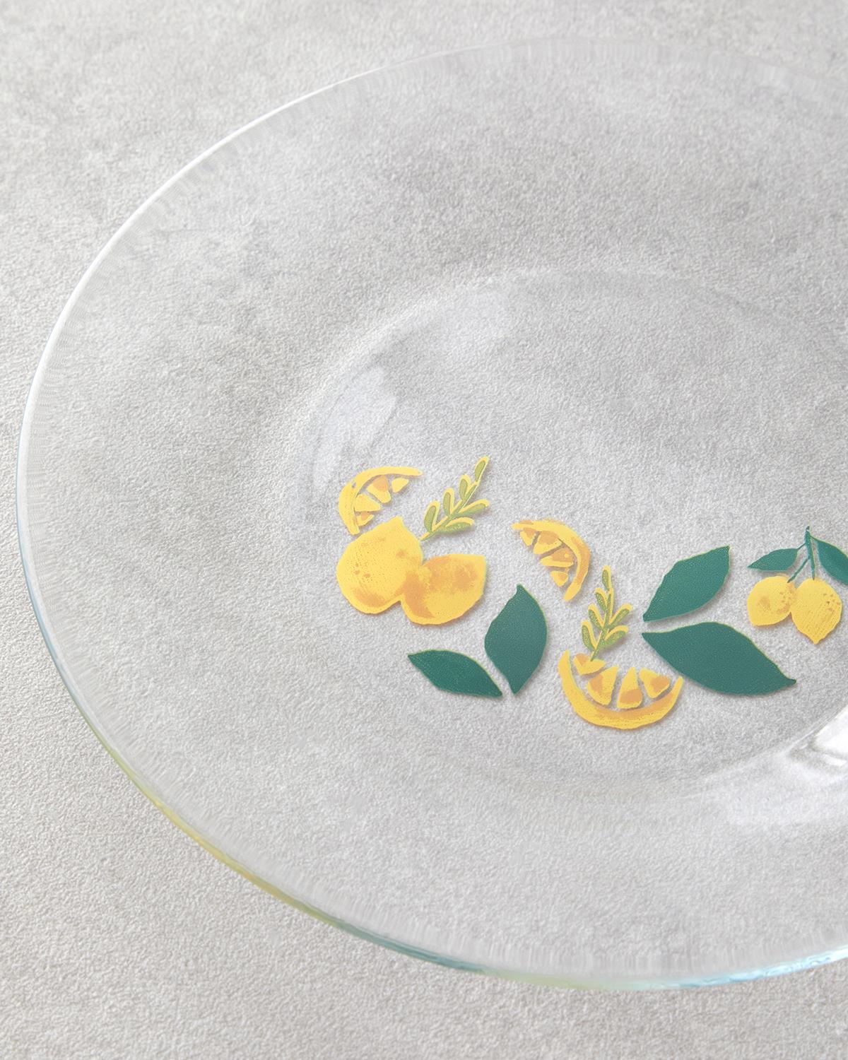 Lemon Cam 4'lü Pasta Tabağı 19 cm Sarı-Yeşil