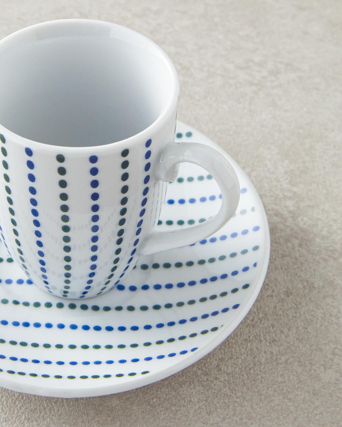 Lena Porselen 12 Parça 6 Kişilik Kahve Fincan Takımı Mavi-Yeşil