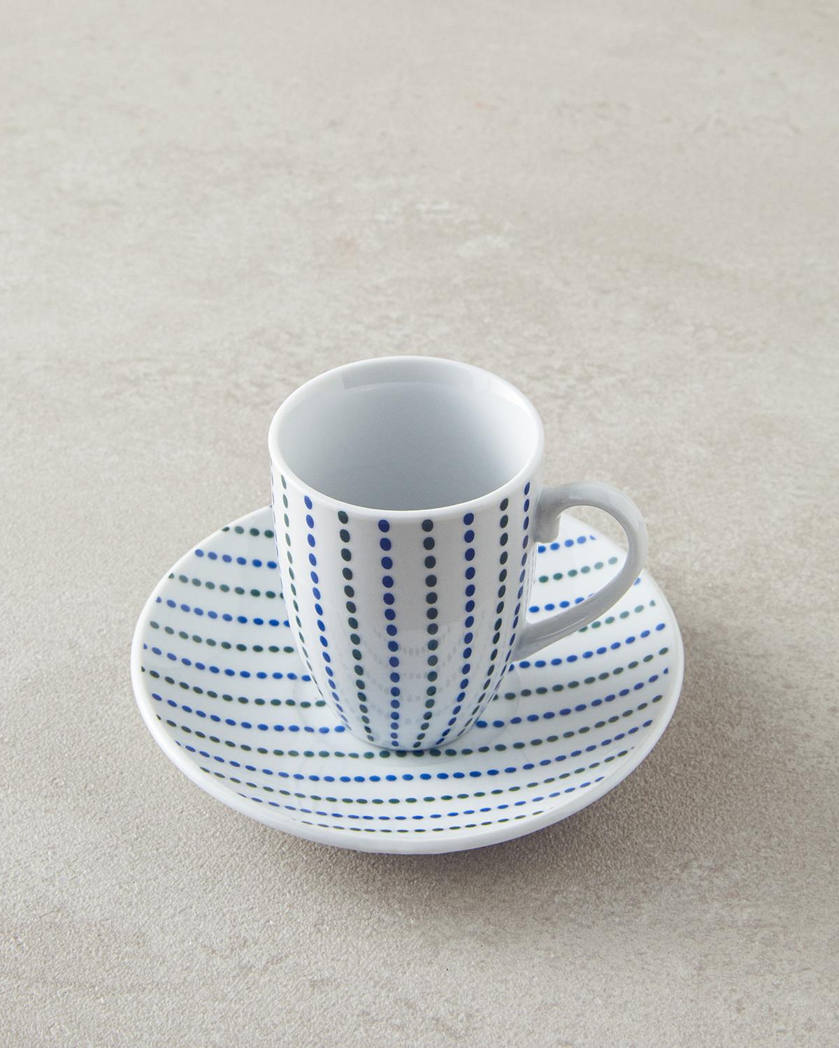 Lena Porselen 12 Parça 6 Kişilik Kahve Fincan Takımı Mavi-Yeşil