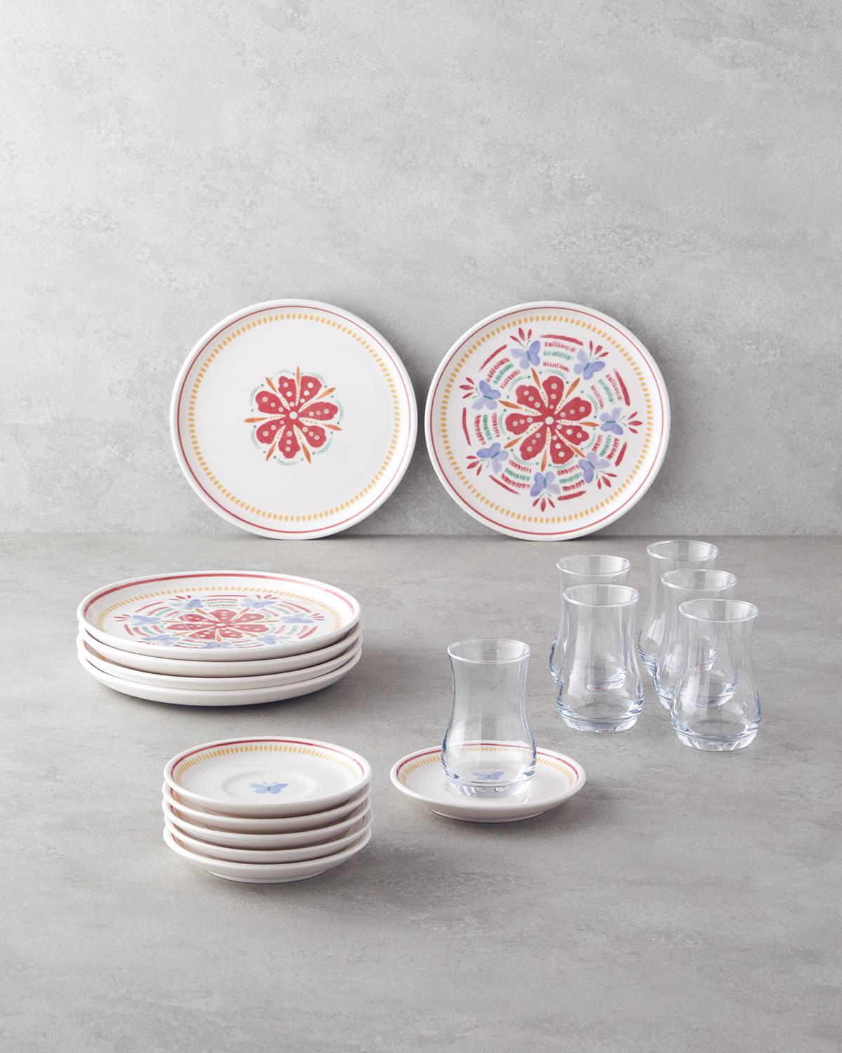 Lily Seramik Pasta Seti 18 Parça 6 Kişilik Renkli