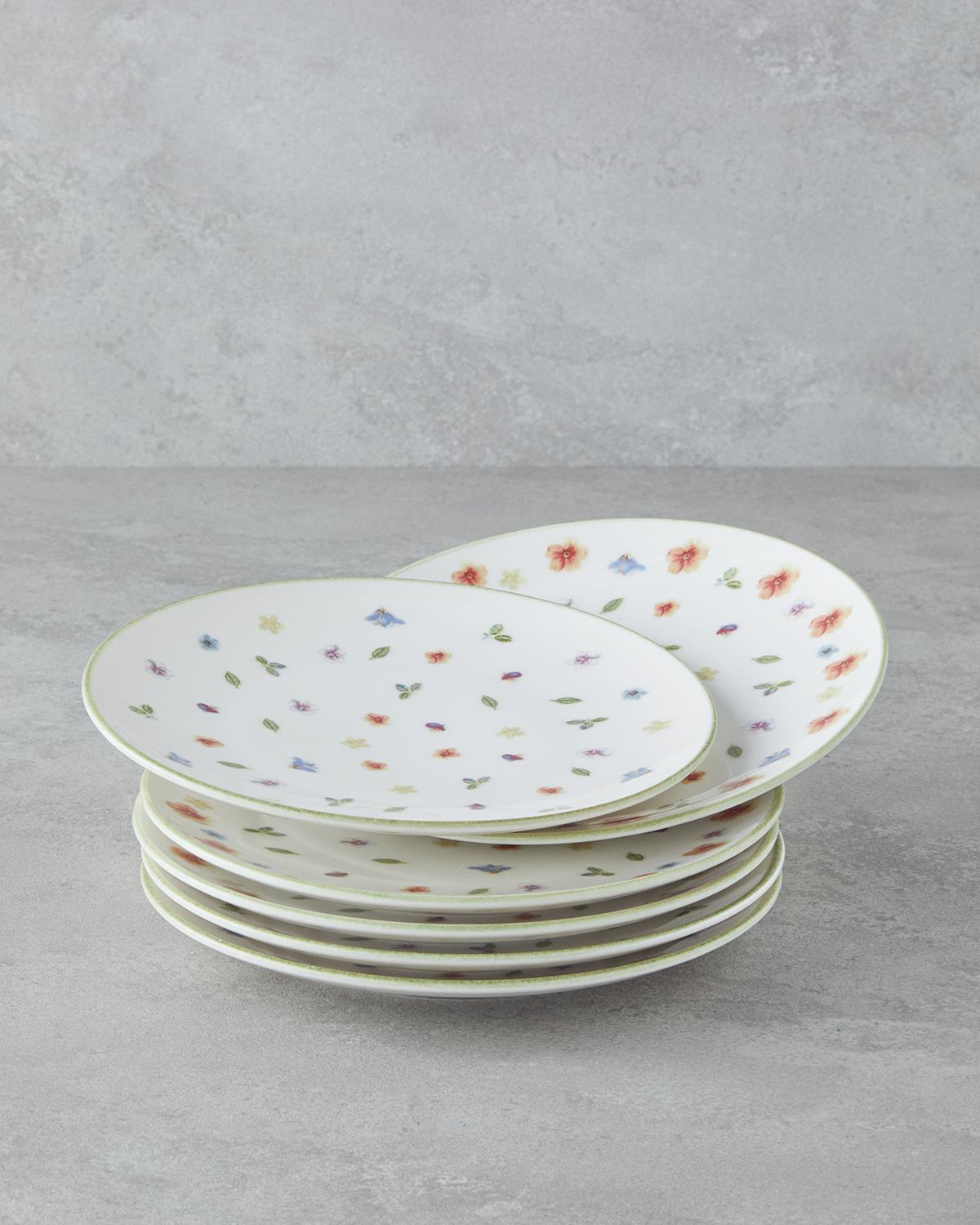 Lilyum Porselen 6'lı Pasta Seti 21 cm Renkli
