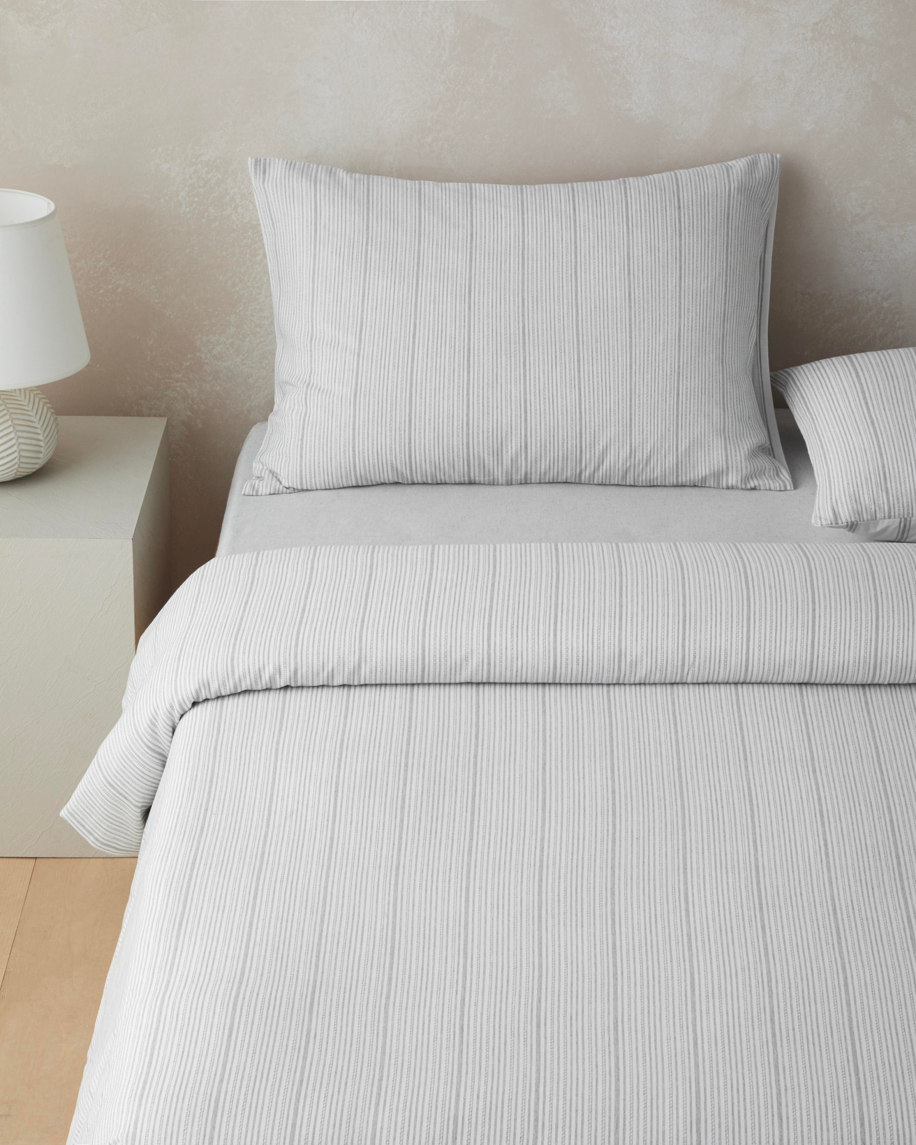 Line Mesh İpliği Boyalı Tek Kişilik Nevresim Takımı 160x220 cm Gri