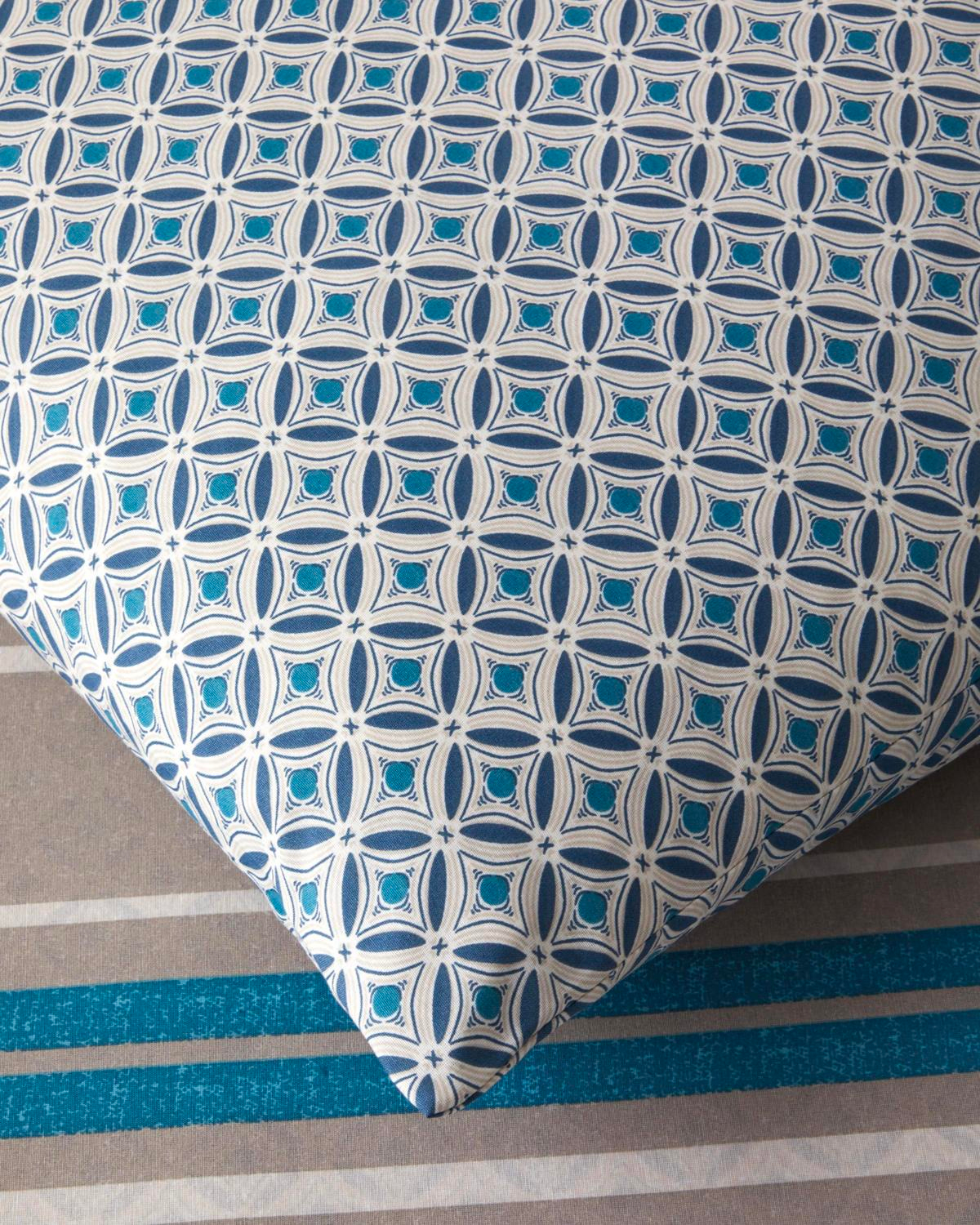 Line Motion Kolay Ütülenir Çift Kişilik Nevresim Takımı 200x220 cm Lacivert - Bej