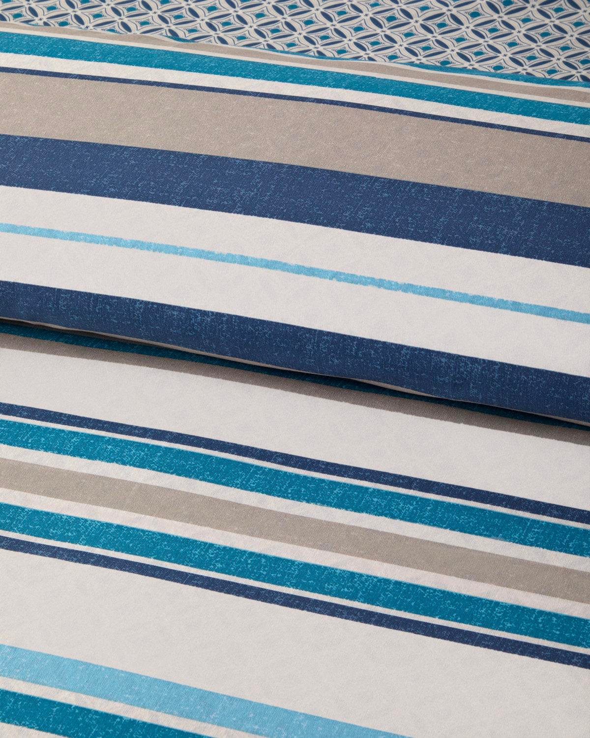 Line Motion Kolay Ütülenir Çift Kişilik Nevresim Takımı 200x220 cm Lacivert - Bej