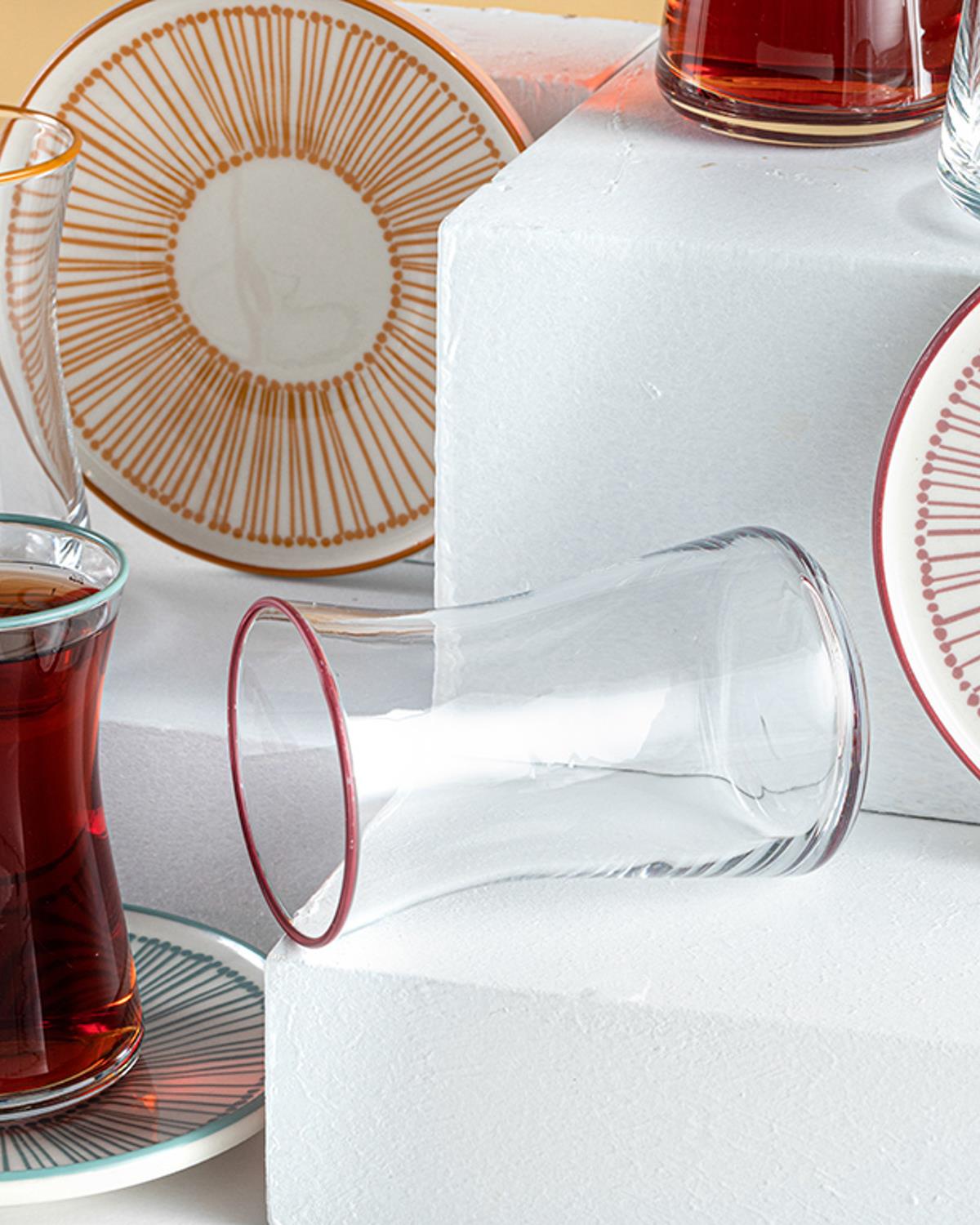 Linette Porselen 12 Parça 6 Kişilik Çay Seti Renkli