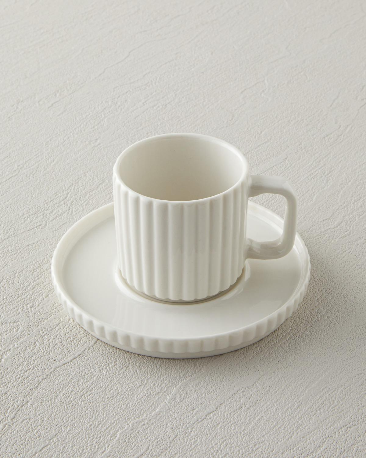 Lunara Porselen 18 Parça 6 Kişilik Çay-Kahve Takımı 170-90 ml Beyaz