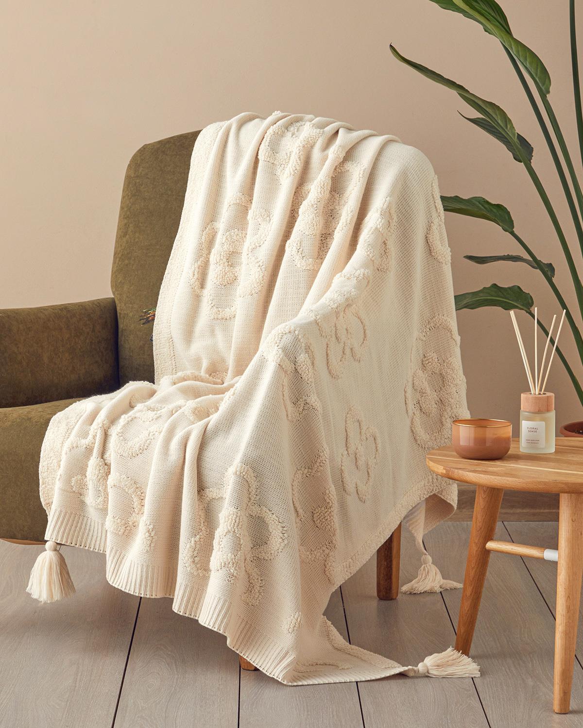 Luxwrap Triko Koltuk Şalı Açık Taş