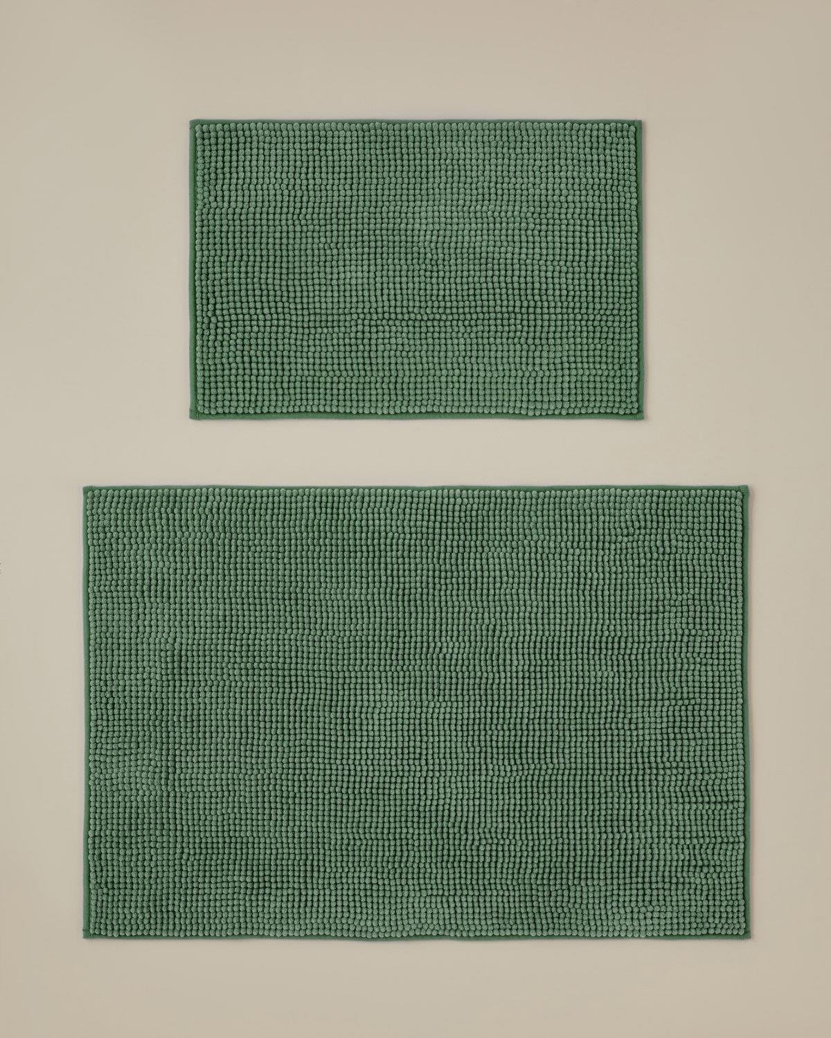 Macaroni Kaydırmaz Taban Banyo Paspası Seti 60x90 + 40x60 cm Yeşil